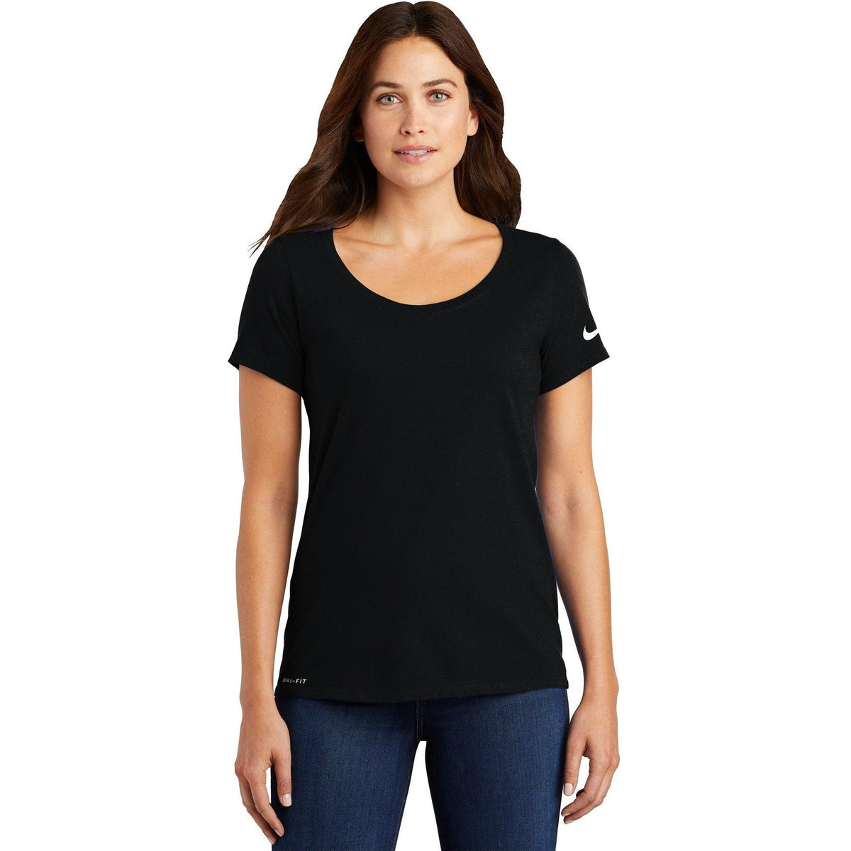 no-logo NIKE Women's Dri-FIT Cotton/Poly Scoop Neck Tee-Polos-Nike-Thread Logic