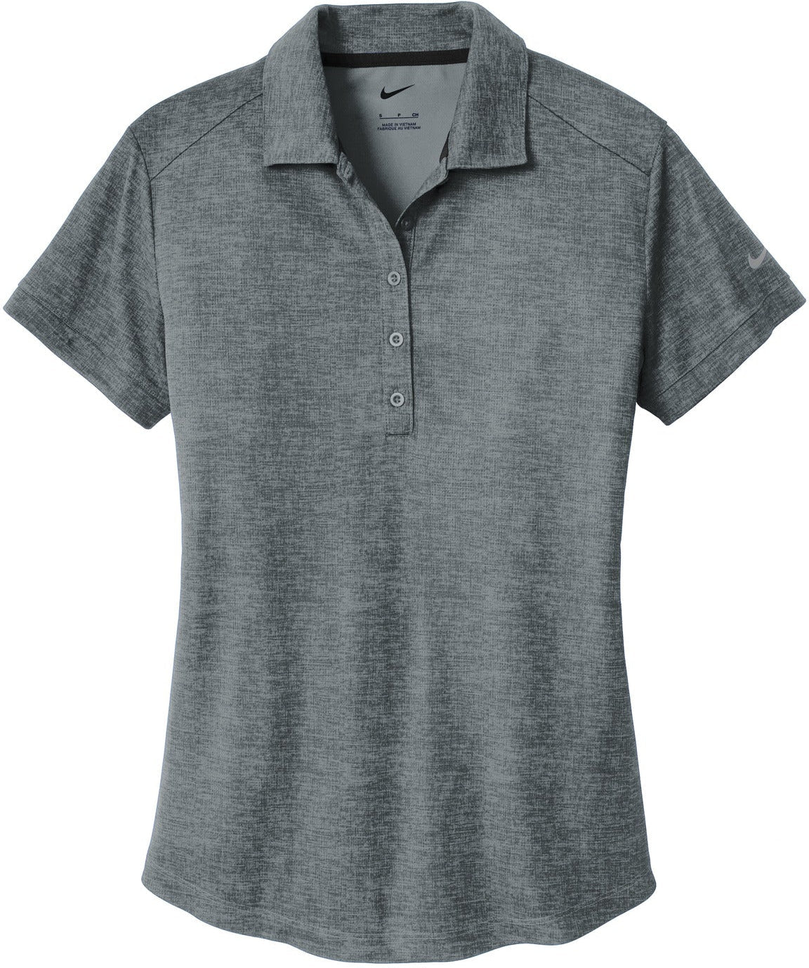 No-Logo CLOSEOUT - NIKE Ladies Dri-FIT Crosshatch Polo-Active-Nike-Cool Grey/Anthracite-S-Thread Logic