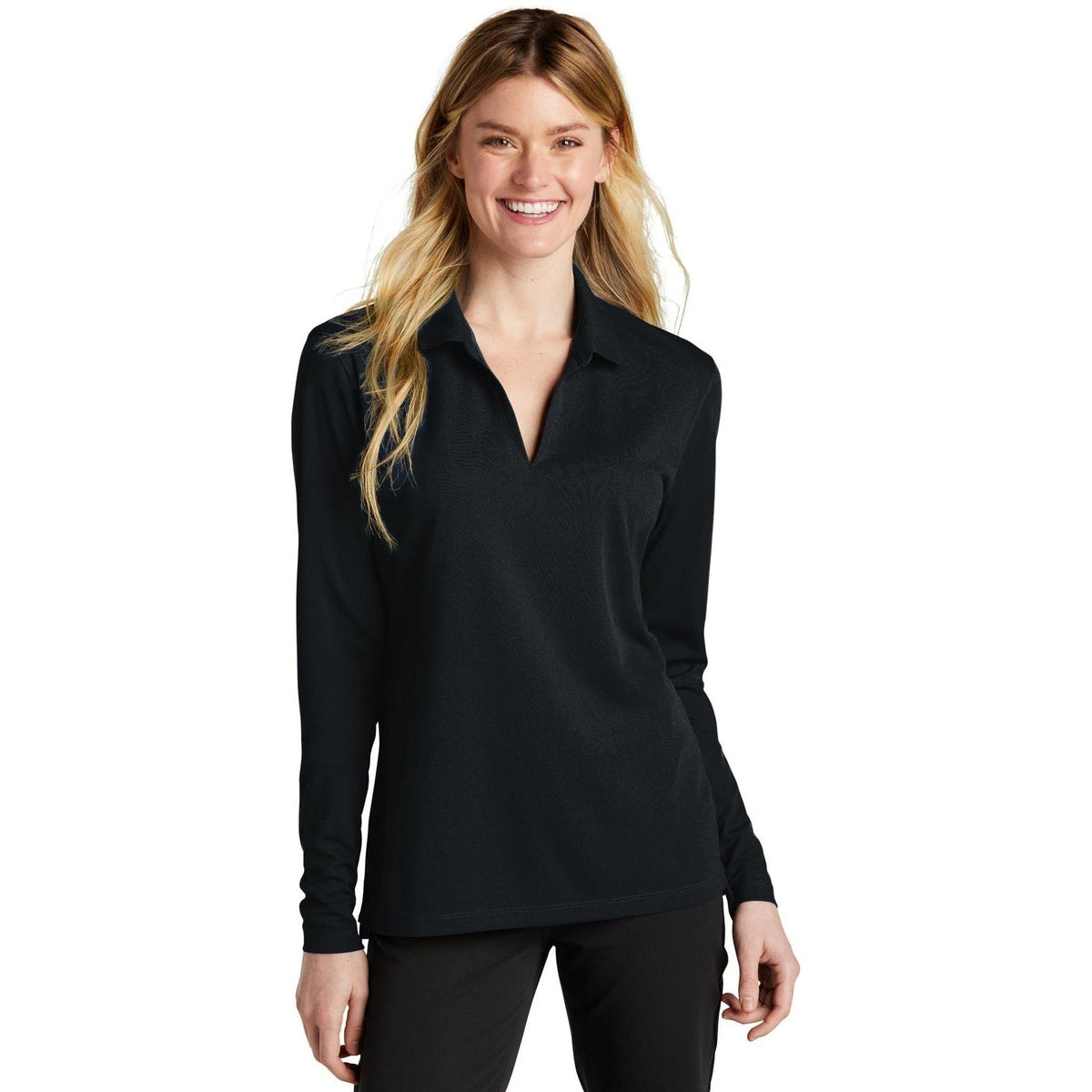 no-logo NIKE Ladies Dri-FIT Micro Pique 2.0 Long Sleeve Polo-Regular-NIKE-Thread Logic