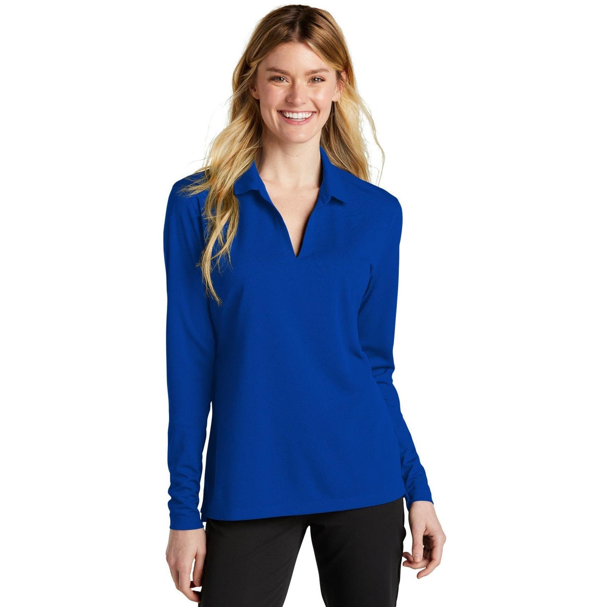 no-logo NIKE Ladies Dri-FIT Micro Pique 2.0 Long Sleeve Polo-Regular-NIKE-Thread Logic