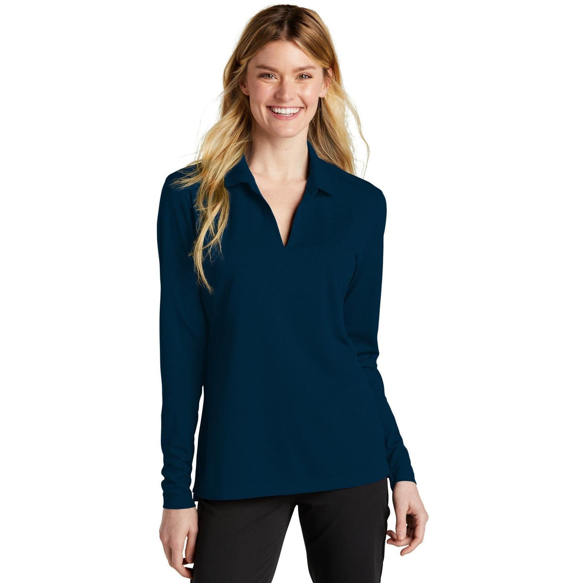 no-logo NIKE Ladies Dri-FIT Micro Pique 2.0 Long Sleeve Polo-Regular-NIKE-Thread Logic
