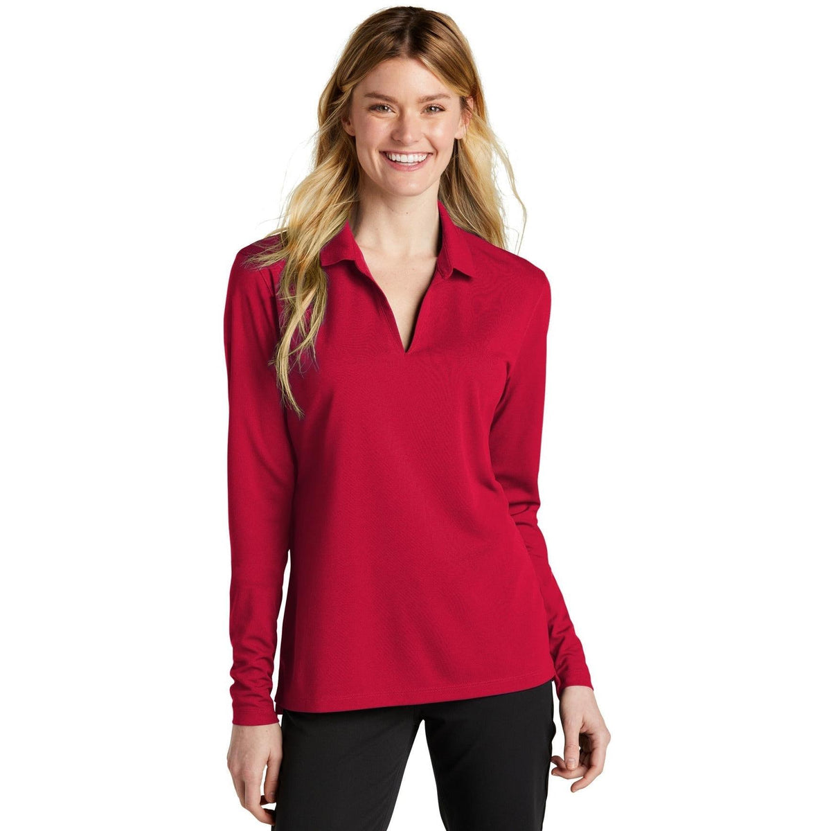 no-logo NIKE Ladies Dri-FIT Micro Pique 2.0 Long Sleeve Polo-Regular-NIKE-Thread Logic