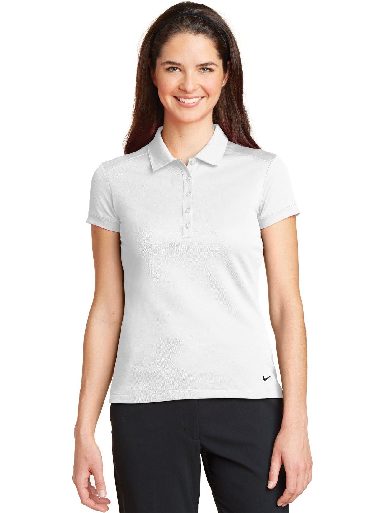 no-logo NIKE Ladies Dri-FIT Solid Icon Pique Modern Fit Polo-Regular-NIKE-Thread Logic