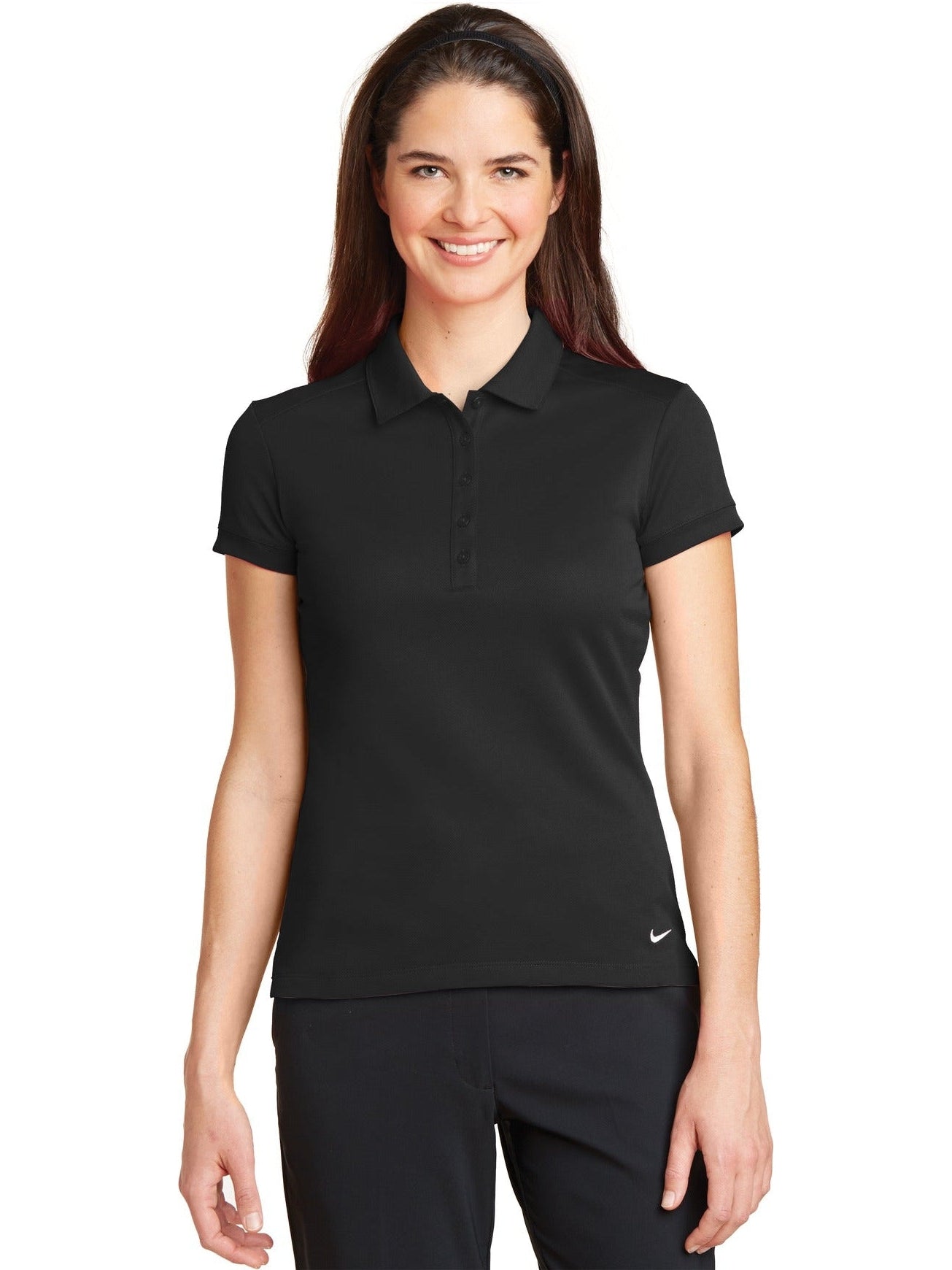no-logo NIKE Ladies Dri-FIT Solid Icon Pique Modern Fit Polo-Regular-NIKE-Thread Logic