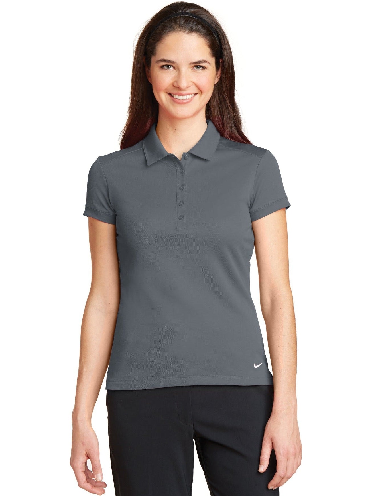 no-logo NIKE Ladies Dri-FIT Solid Icon Pique Modern Fit Polo-Regular-NIKE-Thread Logic