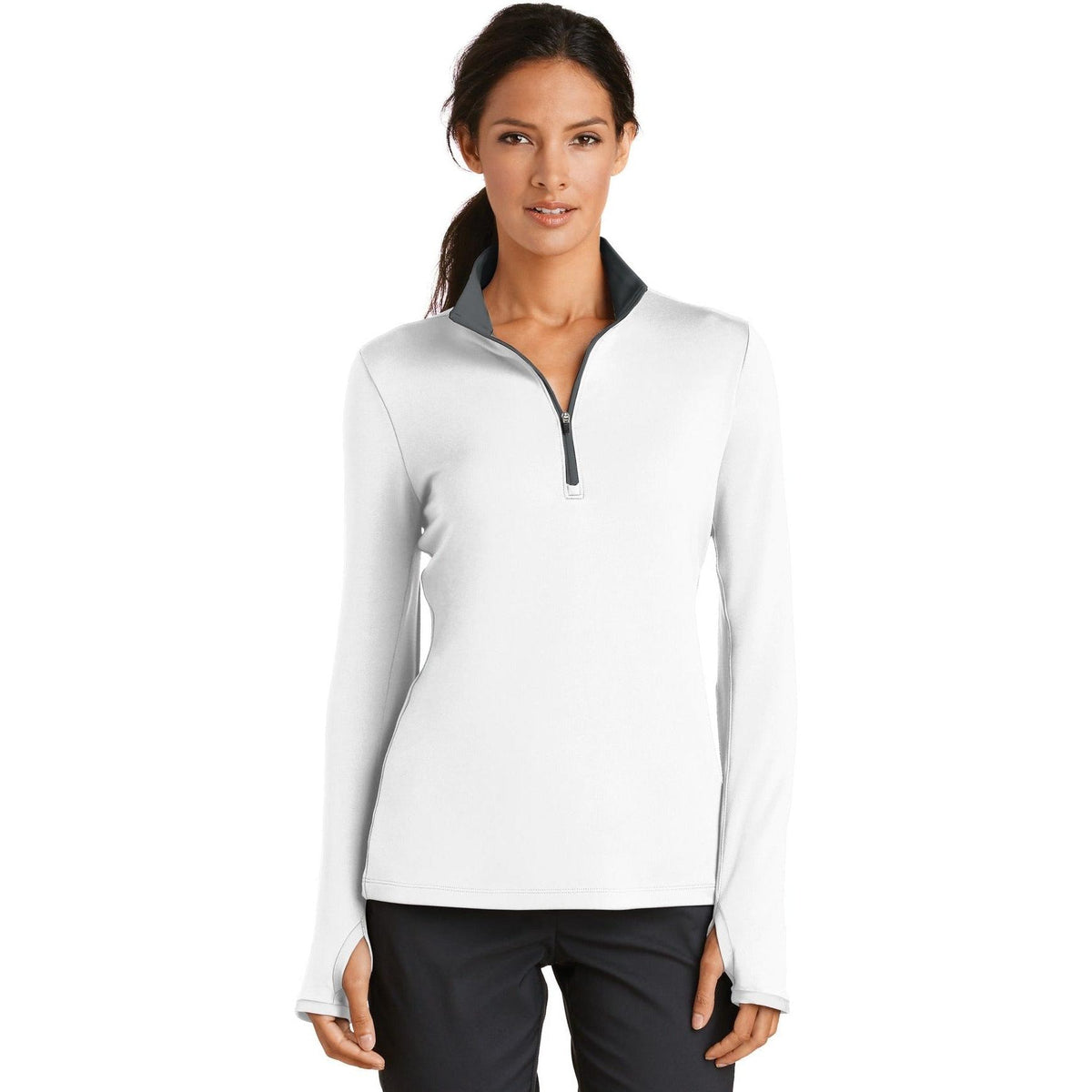 no-logo NIKE Ladies Dri-FIT Stretch 1/2-Zip Cover-Up-Regular-NIKE-Thread Logic