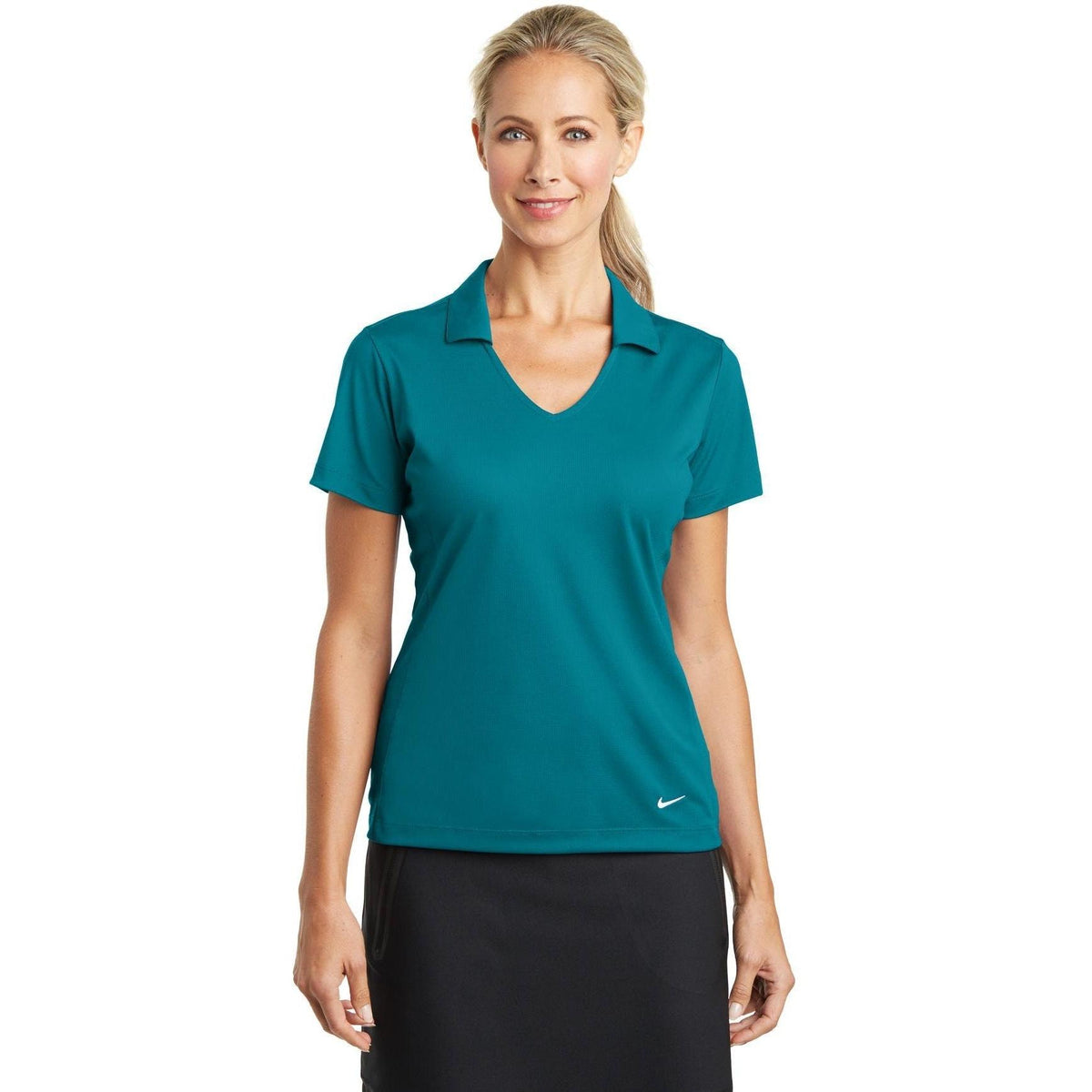 no-logo NIKE Women's Dri-FIT Vertical Mesh Polo-Regular-Nike-Thread Logic