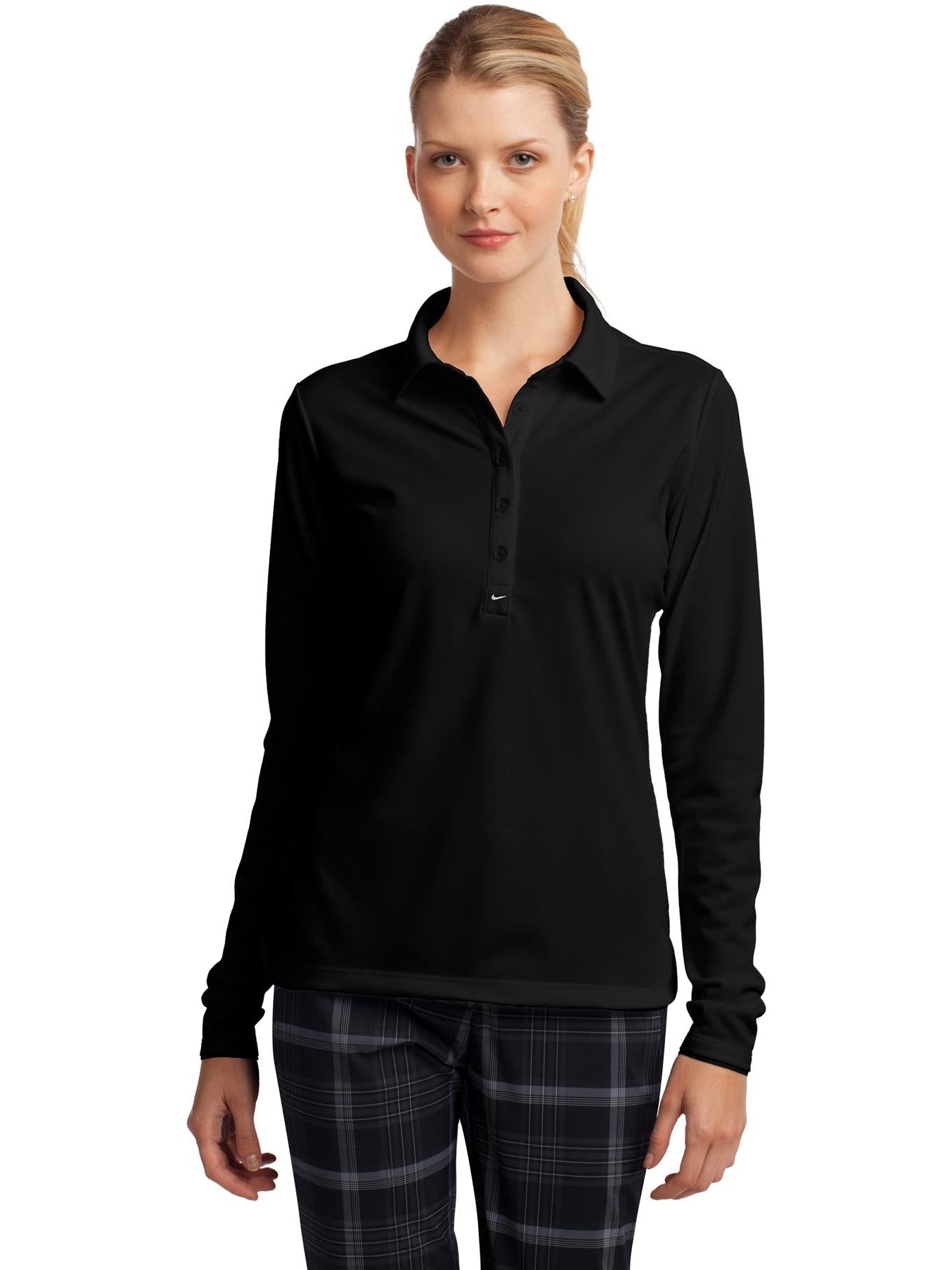 no-logo NIKE Ladies Long Sleeve Dri-FIT Stretch Tech Polo-Regular-NIKE-Thread Logic