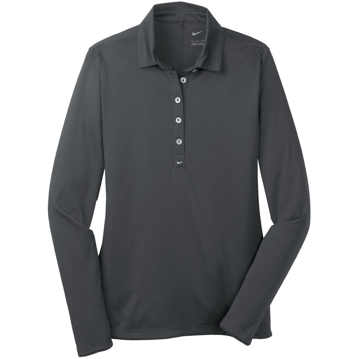 no-logo NIKE Women's Long Sleeve Dri-FIT Stretch Tech Polo-Polos-Nike-Anthracite-S-Thread Logic