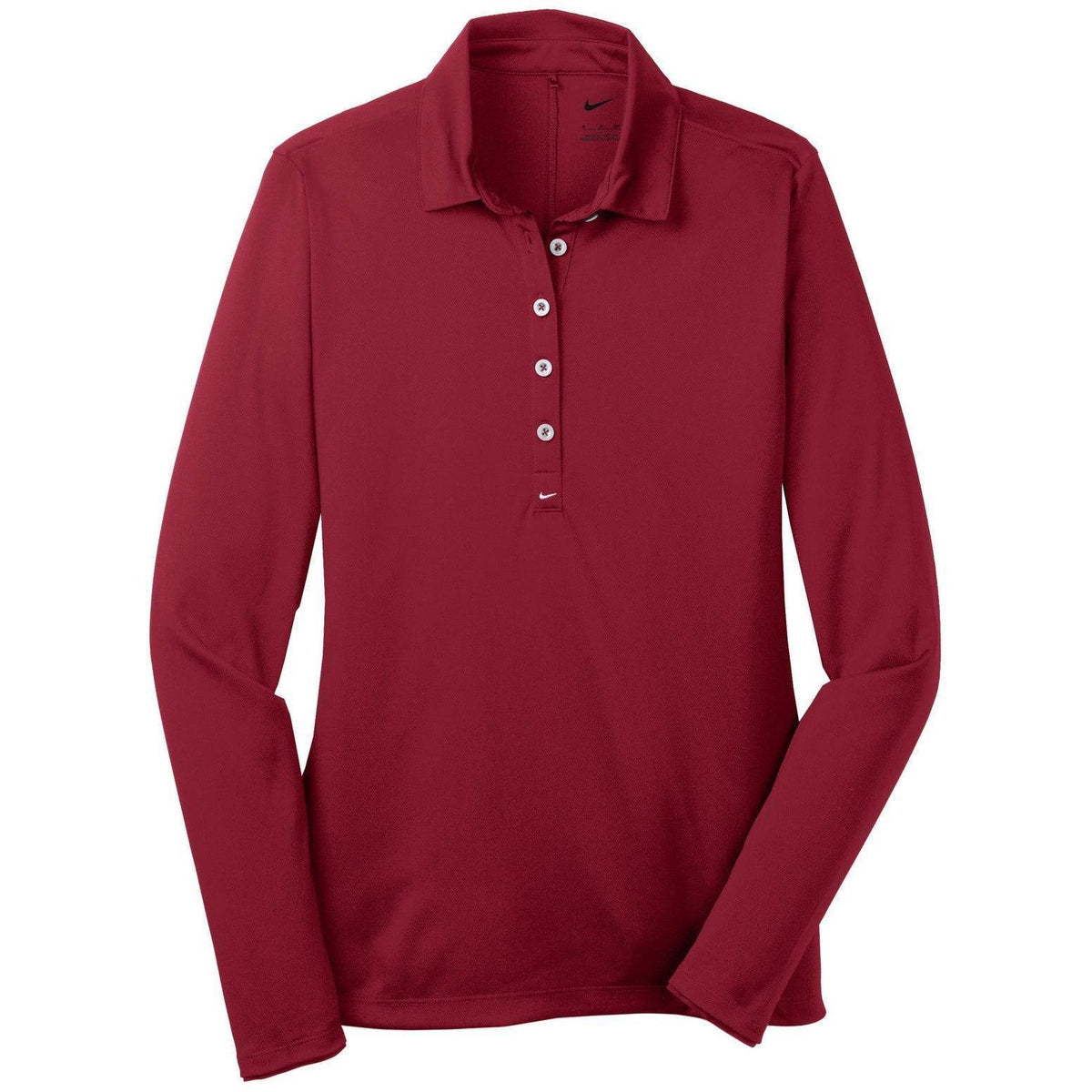 no-logo NIKE Women's Long Sleeve Dri-FIT Stretch Tech Polo-Polos-Nike-Varsity Red-S-Thread Logic
