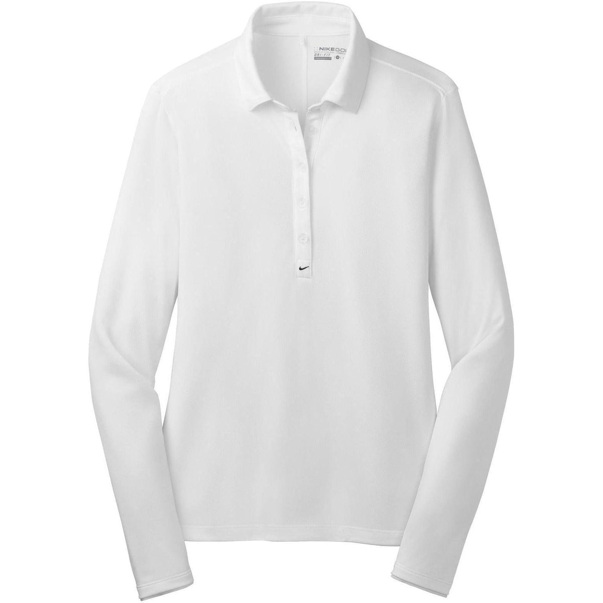 no-logo NIKE Women's Long Sleeve Dri-FIT Stretch Tech Polo-Polos-Nike-White-S-Thread Logic