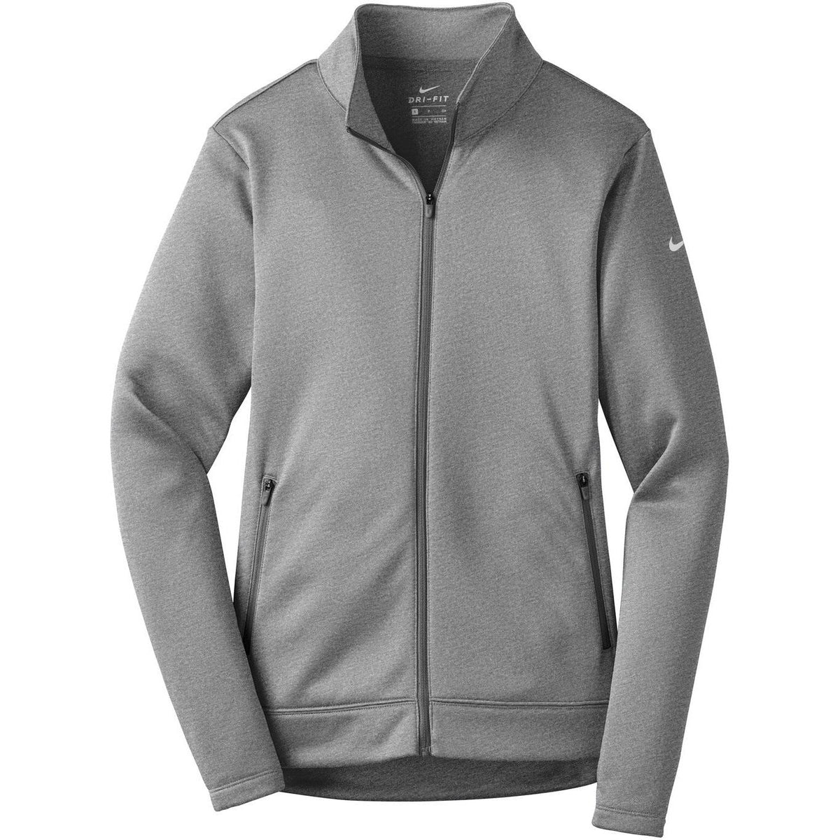 no-logo NIKE Women's Therma-FIT Full-Zip Fleece-Full Zips-Nike-Dark Grey Heather-S-Thread Logic