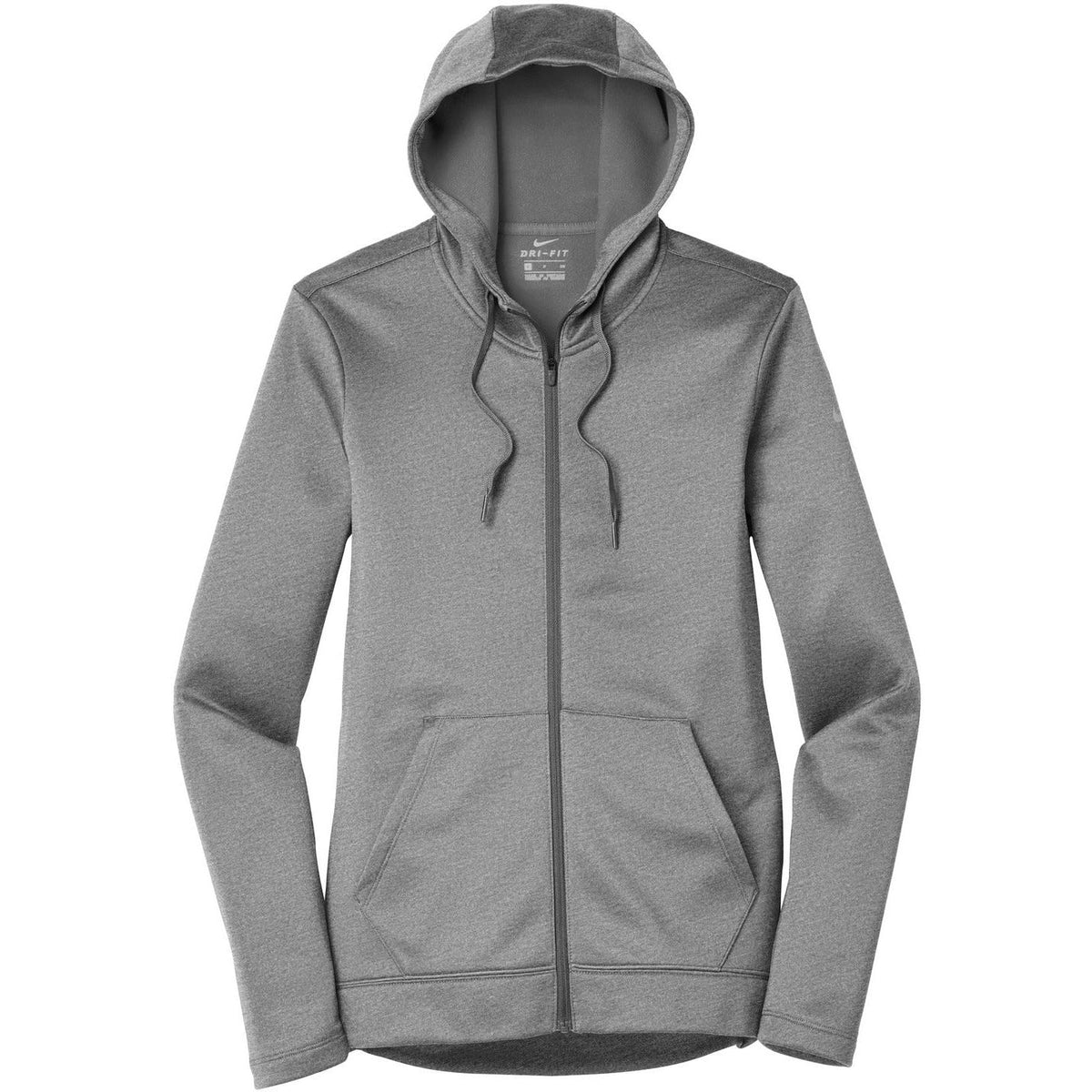 no-logo NIKE Women's Therma-FIT Full-Zip Fleece Hoodie-Full Zips-Nike-Dark Grey Heather-S-Thread Logic