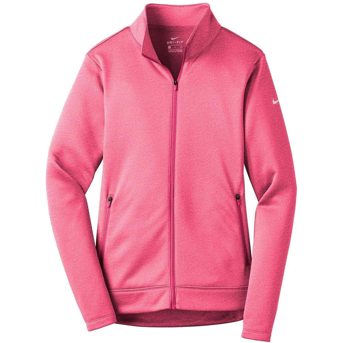 no-logo NIKE Women's Therma-FIT Full-Zip Fleece-Full Zips-Nike-Vivid Pink Heather-S-Thread Logic