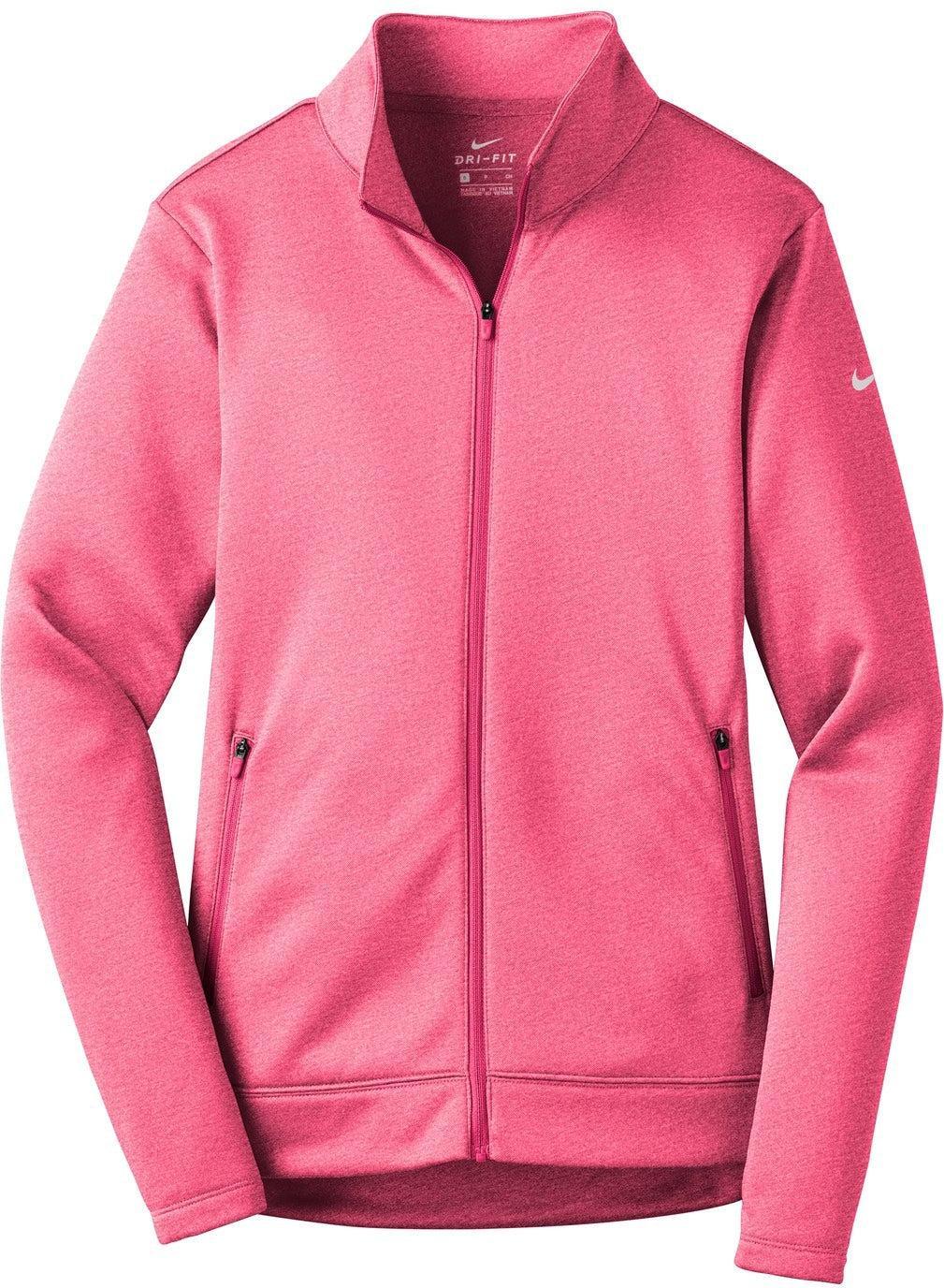 No-Logo CLOSEOUT - NIKE Ladies Therma-FIT Full-Zip Fleece-Full Zips-Nike-Vivid Pink Heather-S-Thread Logic