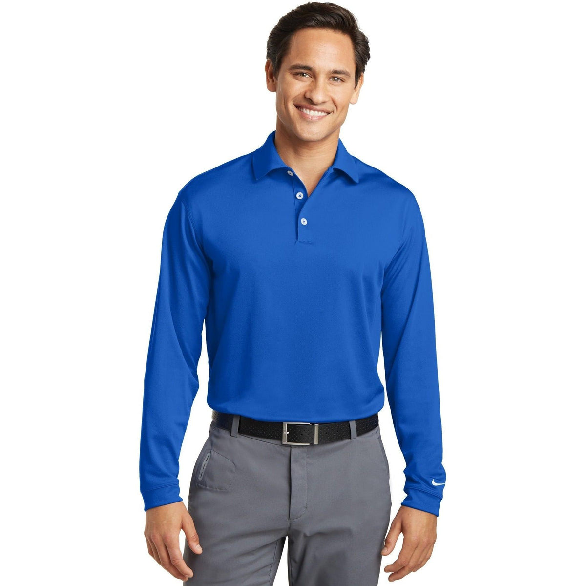 no-logo NIKE Long Sleeve Dri-FIT Stretch Tech Polo-Polos-Nike-Thread Logic