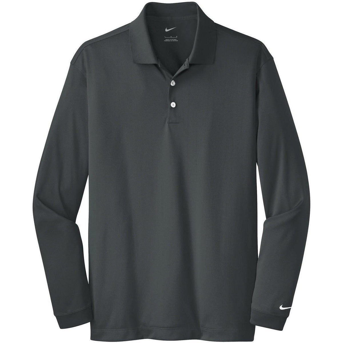 no-logo NIKE Long Sleeve Dri-FIT Stretch Tech Polo-Polos-Nike-Anthracite-XS-Thread Logic