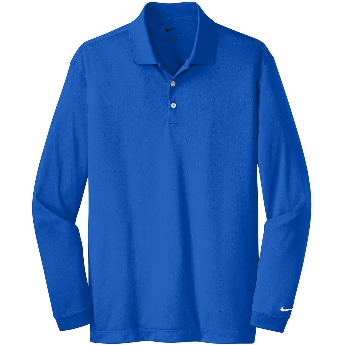 no-logo NIKE Long Sleeve Dri-FIT Stretch Tech Polo-Polos-Nike-Blue Sapphire-XS-Thread Logic