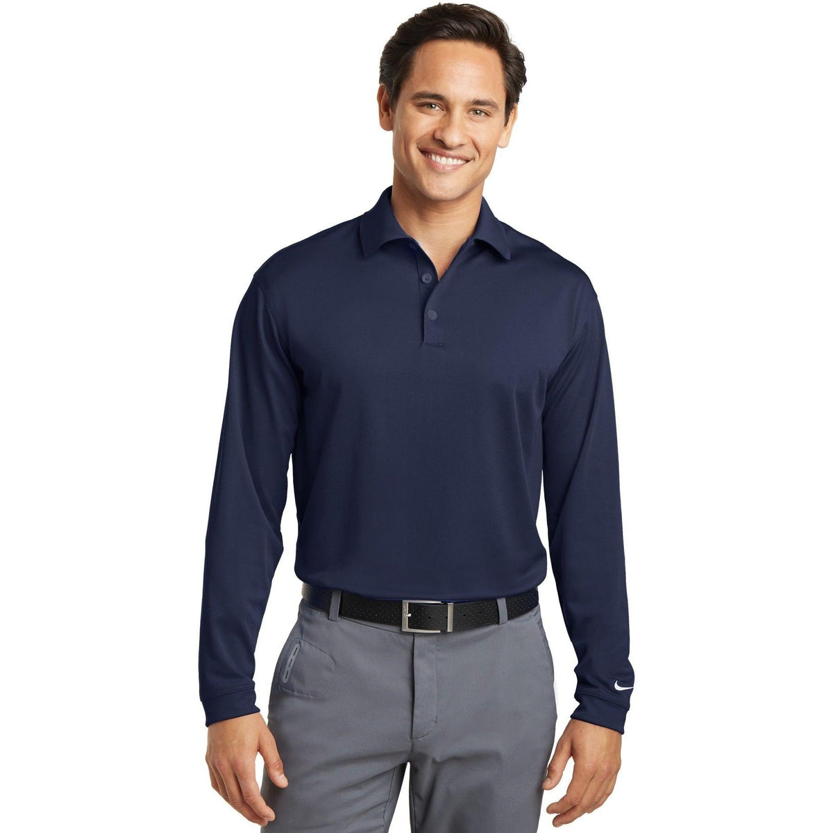 no-logo NIKE Tall Long Sleeve Dri-FIT Stretch Tech Polo-Regular-NIKE-Thread Logic
