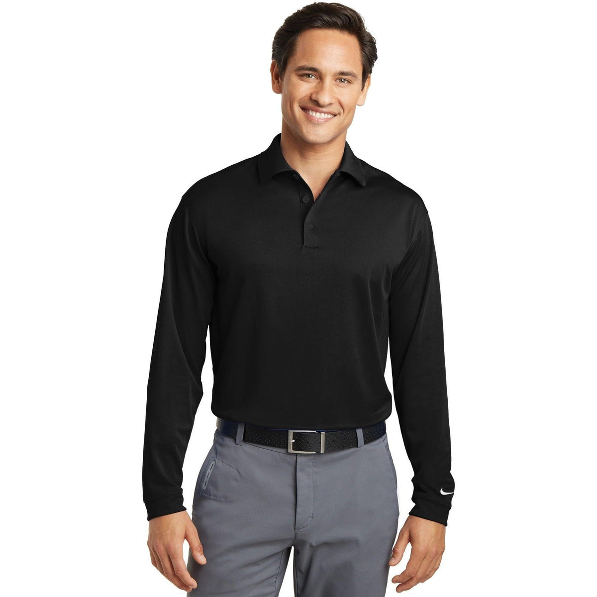 no-logo NIKE Tall Long Sleeve Dri-FIT Stretch Tech Polo-Regular-NIKE-Thread Logic
