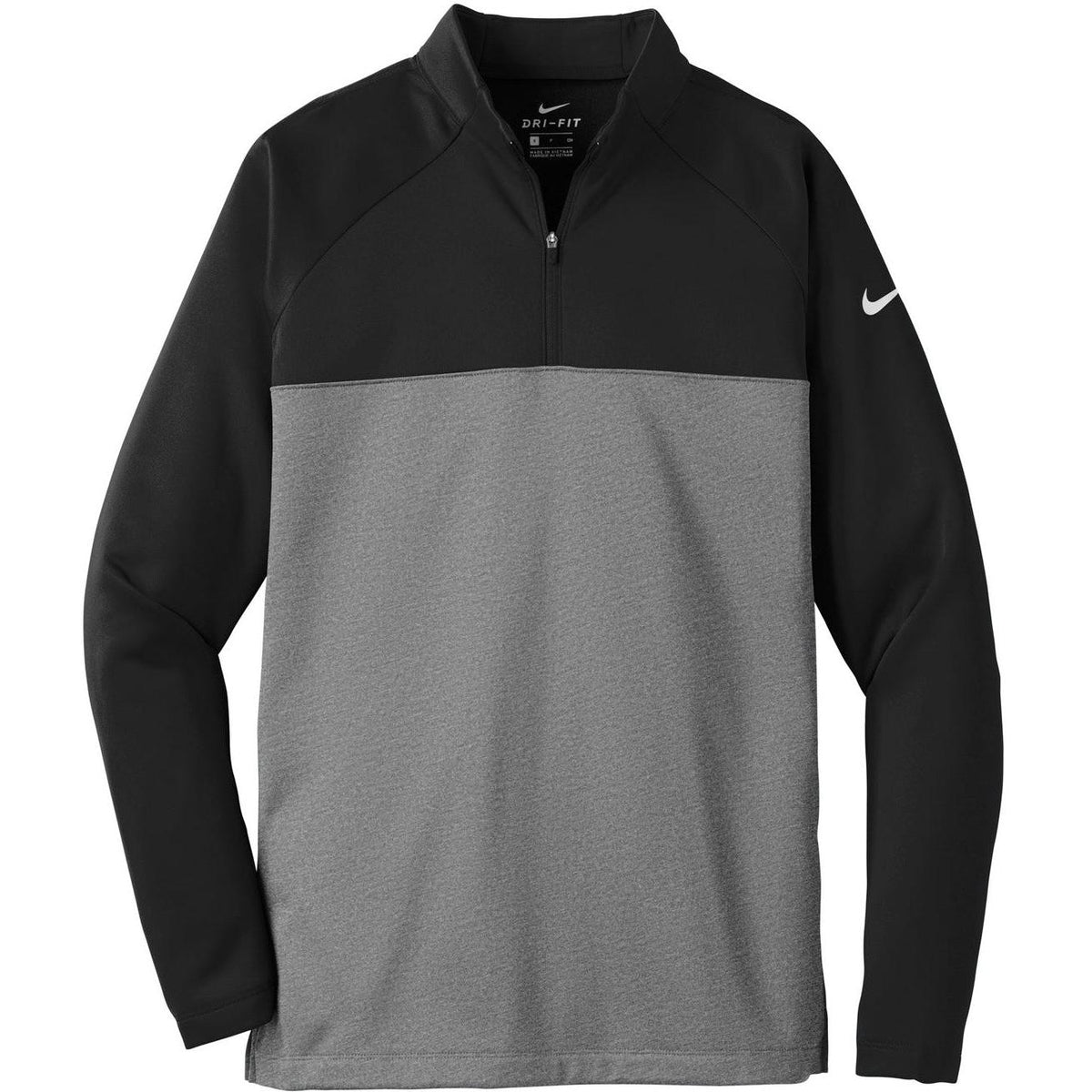 no-logo NIKE Therma-FIT 1/2-Zip Fleece-Active-Nike-Black/Dark Grey Heather-XS-Thread Logic