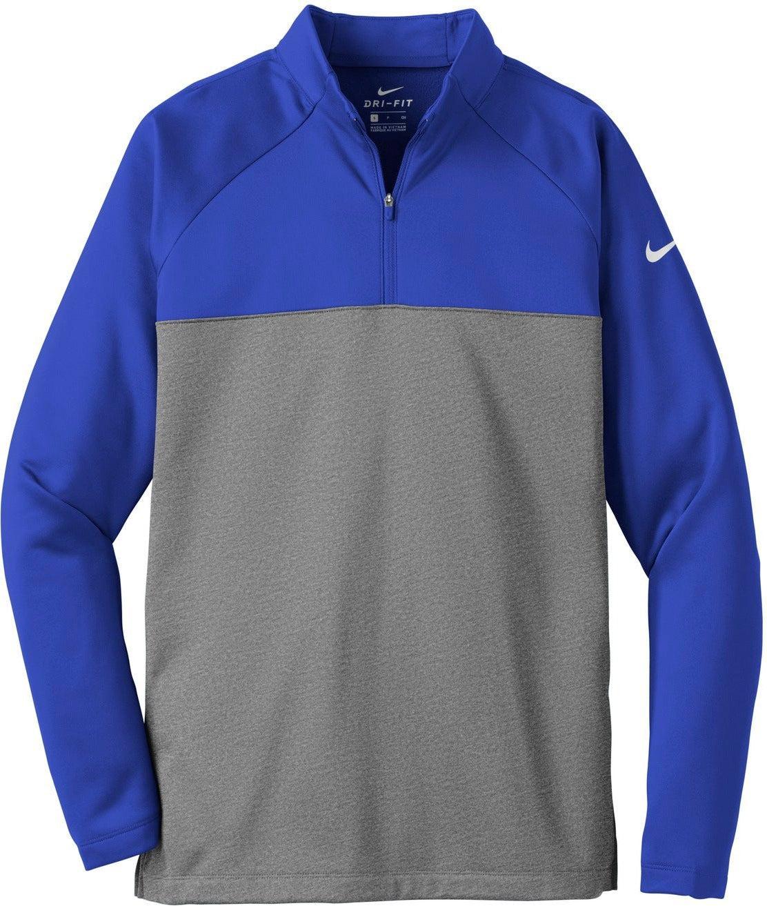No-Logo CLOSEOUT - NIKE Therma-FIT 1/2-Zip Fleece-Active-Nike-Game Royal/Dark Grey Heather-XS-Thread Logic