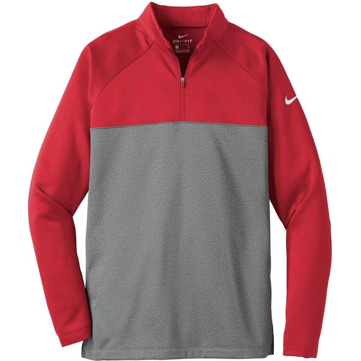 no-logo NIKE Therma-FIT 1/2-Zip Fleece-Active-Nike-Gym Red/Dark Grey Heather-XS-Thread Logic