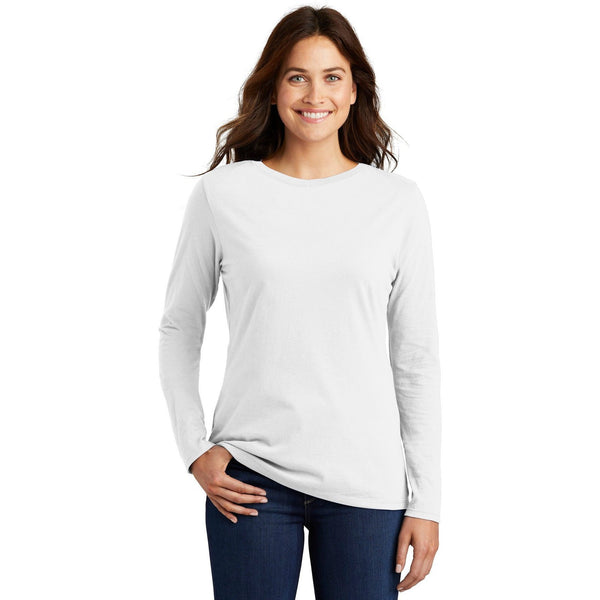 no-logo CLOSEOUT - Nike Ladies Core Cotton Long Sleeve Tee-Nike-White-L-Thread Logic