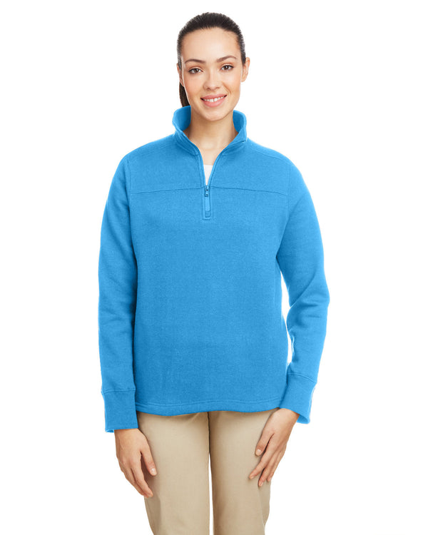  Nautica Ladies Anchor Quarter-Zip Pullover-Ladies Layering-Nautica-Azure Blue-S-Thread Logic