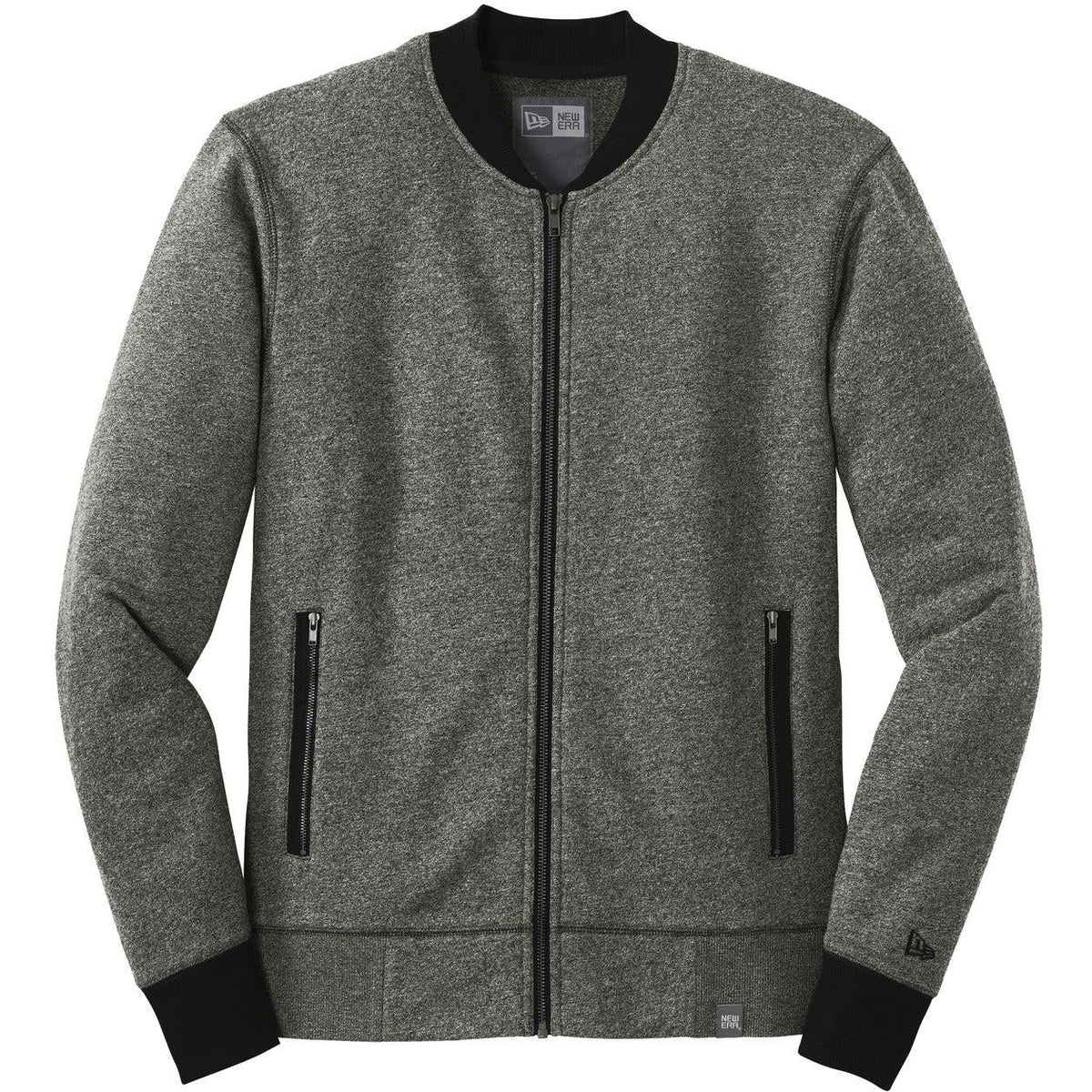 no-logo New Era French Terry Baseball Full-Zip-Full Zips-New Era-Black Twist/Black-S-Thread Logic