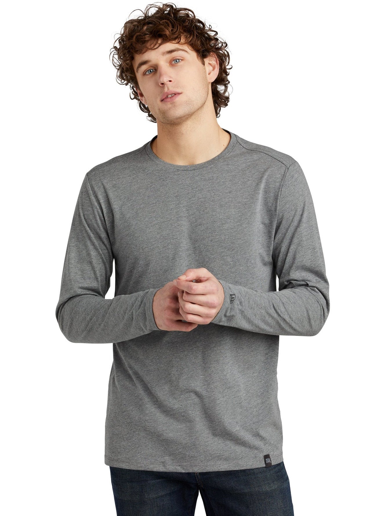 no-logo New Era Heritage Blend Long Sleeve Crew Tee-Regular-New Era-Thread Logic