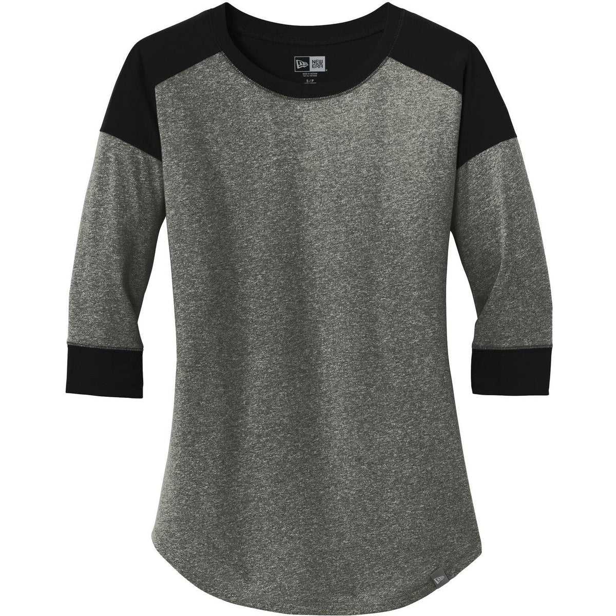 no-logo New Era Women's Heritage 3/4-Sleeve Baseball Raglan Tee-Regular-New Era-Black/Black Twist-XS-Thread Logic