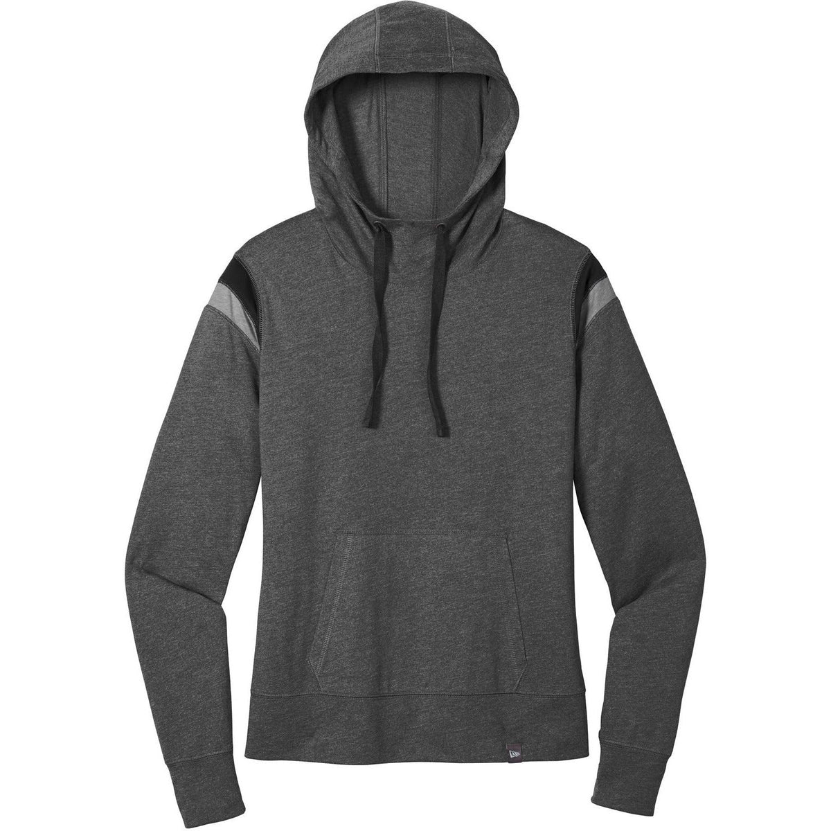 no-logo New Era Women's Heritage Blend Varsity Hoodie-Hoodies-New Era-Black Heather/Black/Shadow Grey Heather-XS-Thread Logic