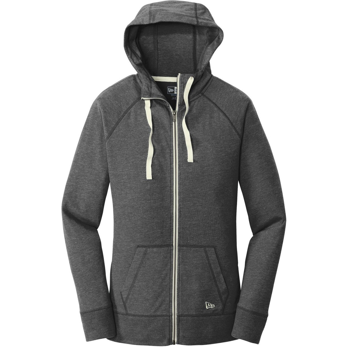 no-logo New Era Women's Sueded Cotton Full-Zip Hoodie-Full Zips-New Era-Black Heather-XS-Thread Logic