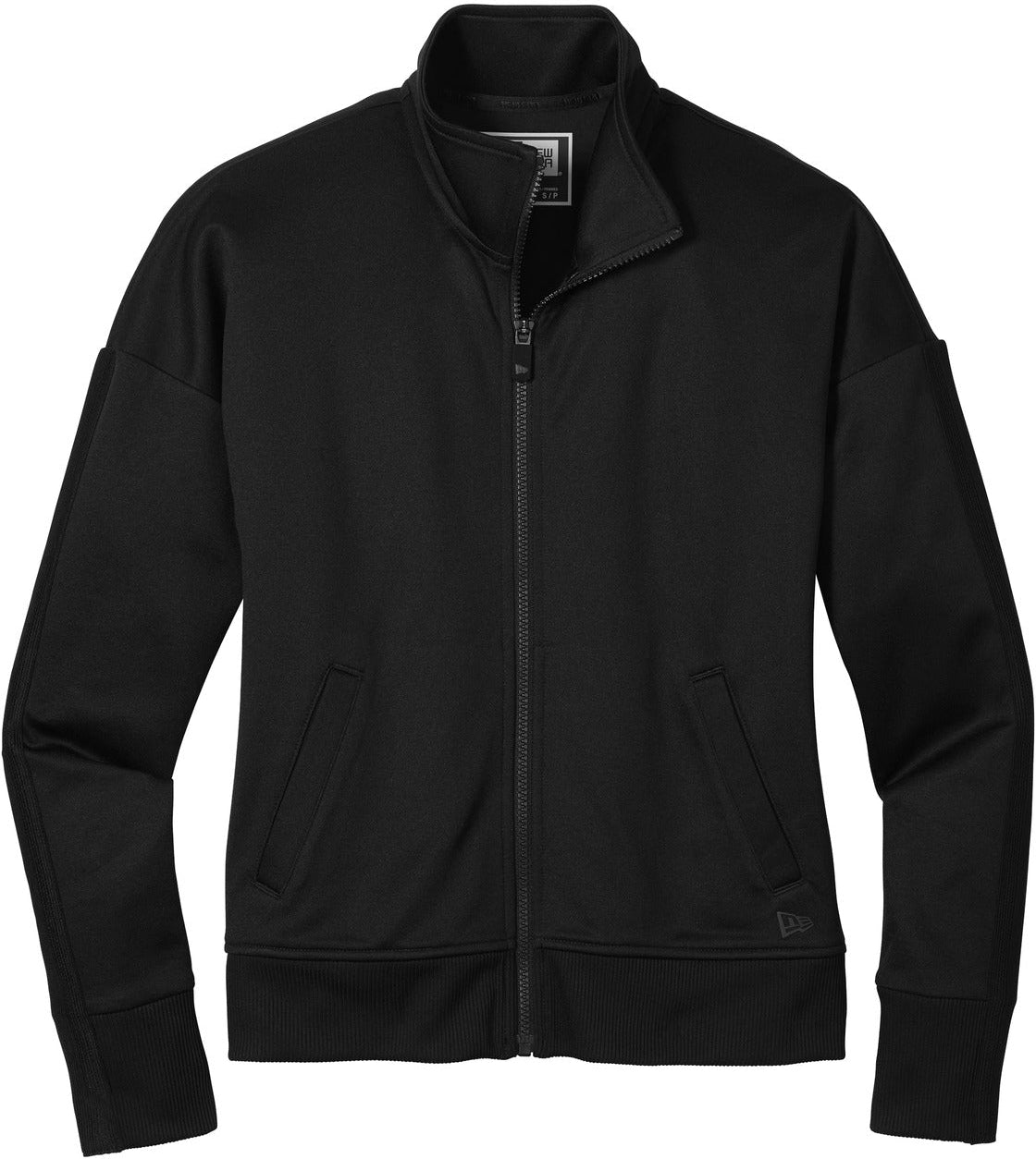 No-Logo CLOSEOUT - New Era Ladies Track Jacket-Active-New Era-Black/Black-XS-Thread Logic