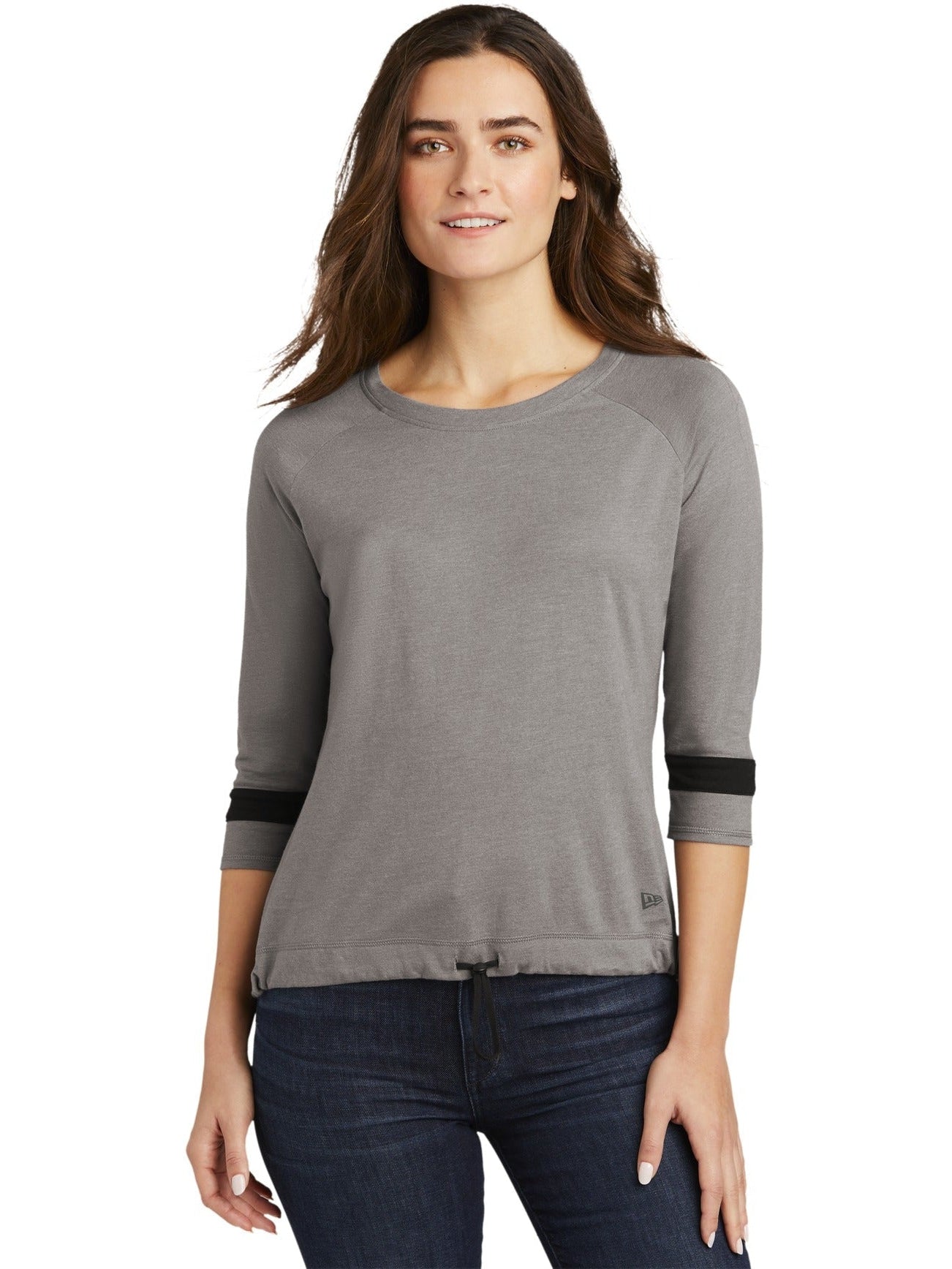 no-logo New Era Ladies Tri-Blend 3/4-Sleeve Tee-Regular-New Era-Thread Logic