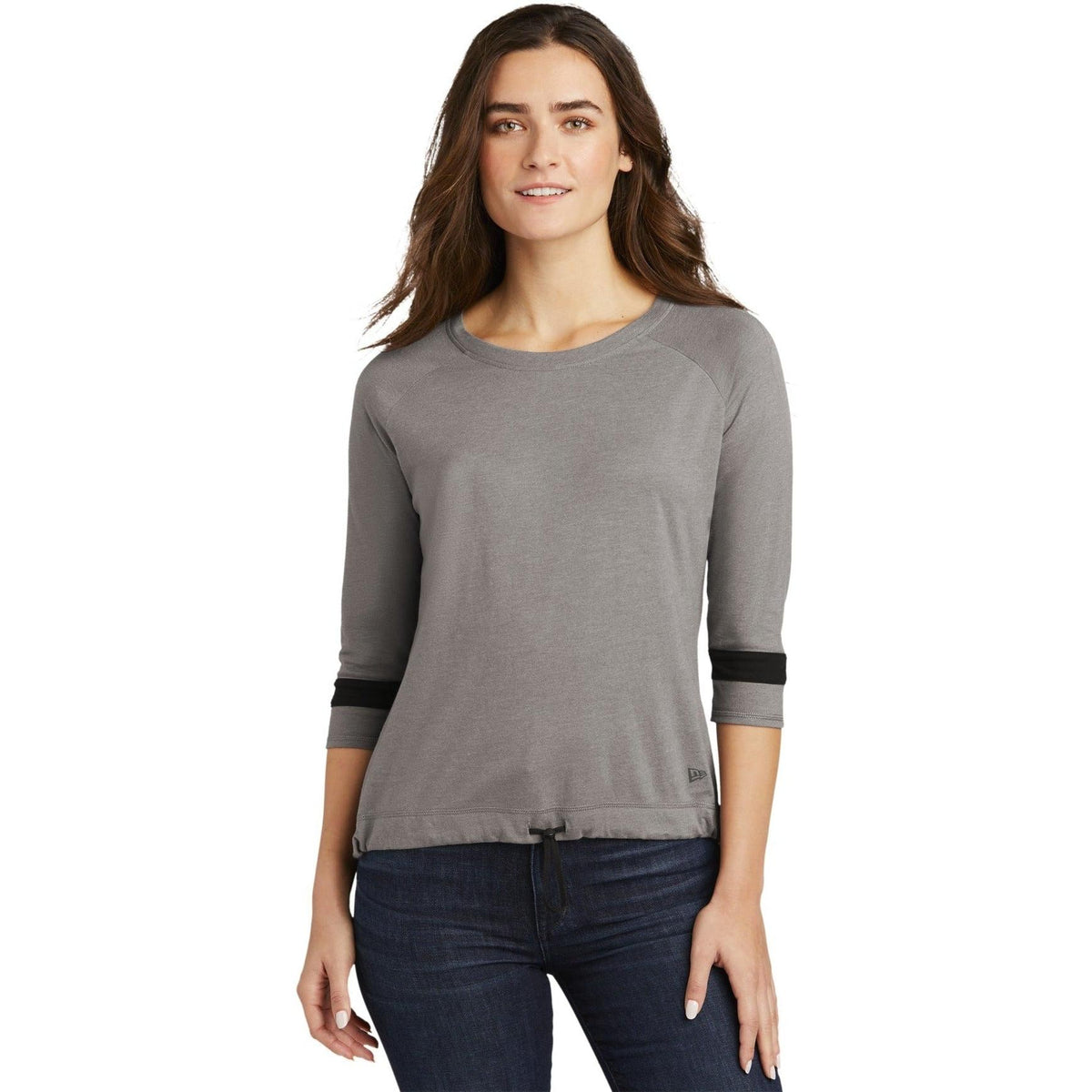 no-logo New Era Ladies Tri-Blend 3/4-Sleeve Tee-Regular-New Era-Thread Logic