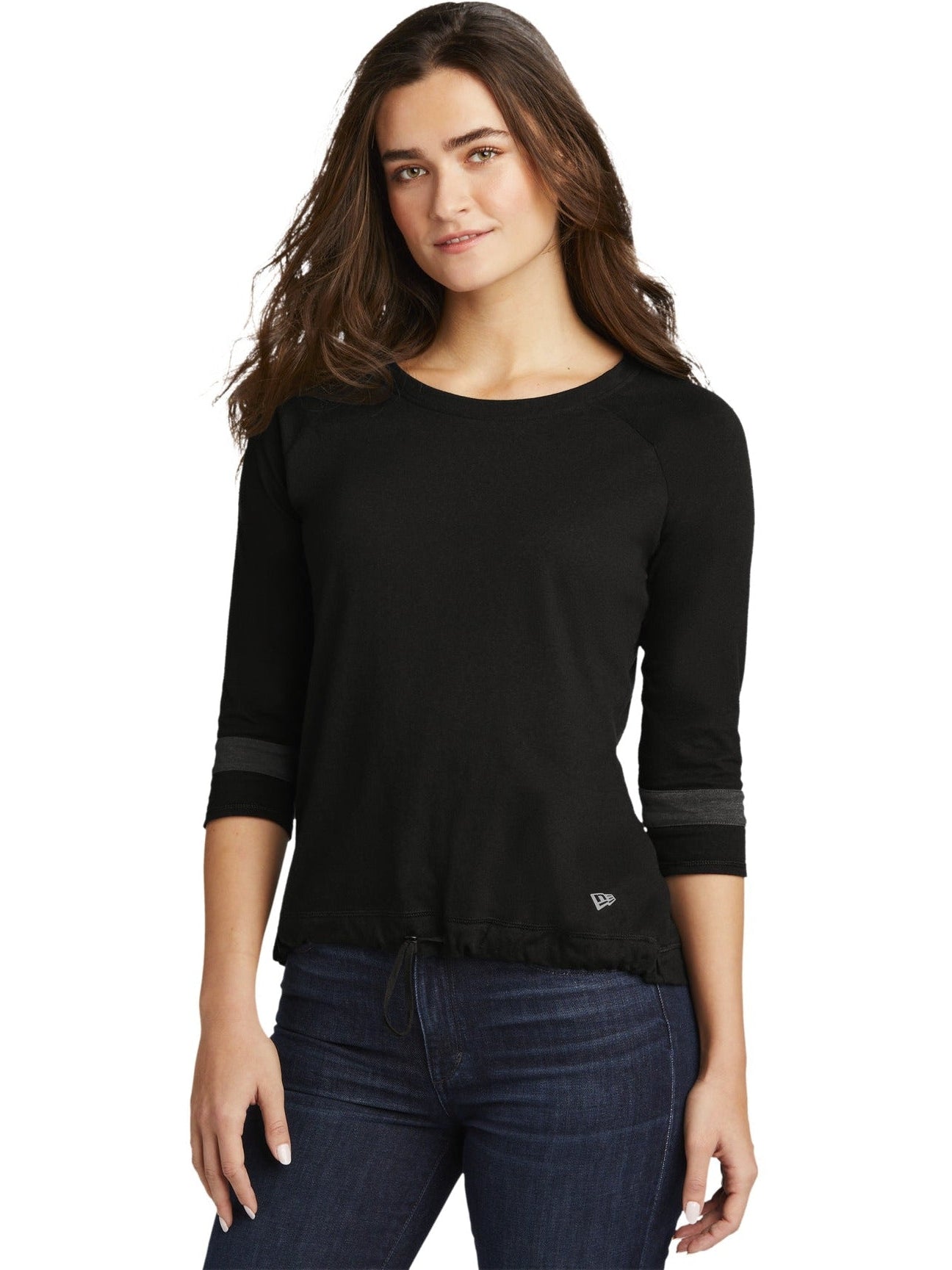 no-logo New Era Ladies Tri-Blend 3/4-Sleeve Tee-Regular-New Era-Thread Logic