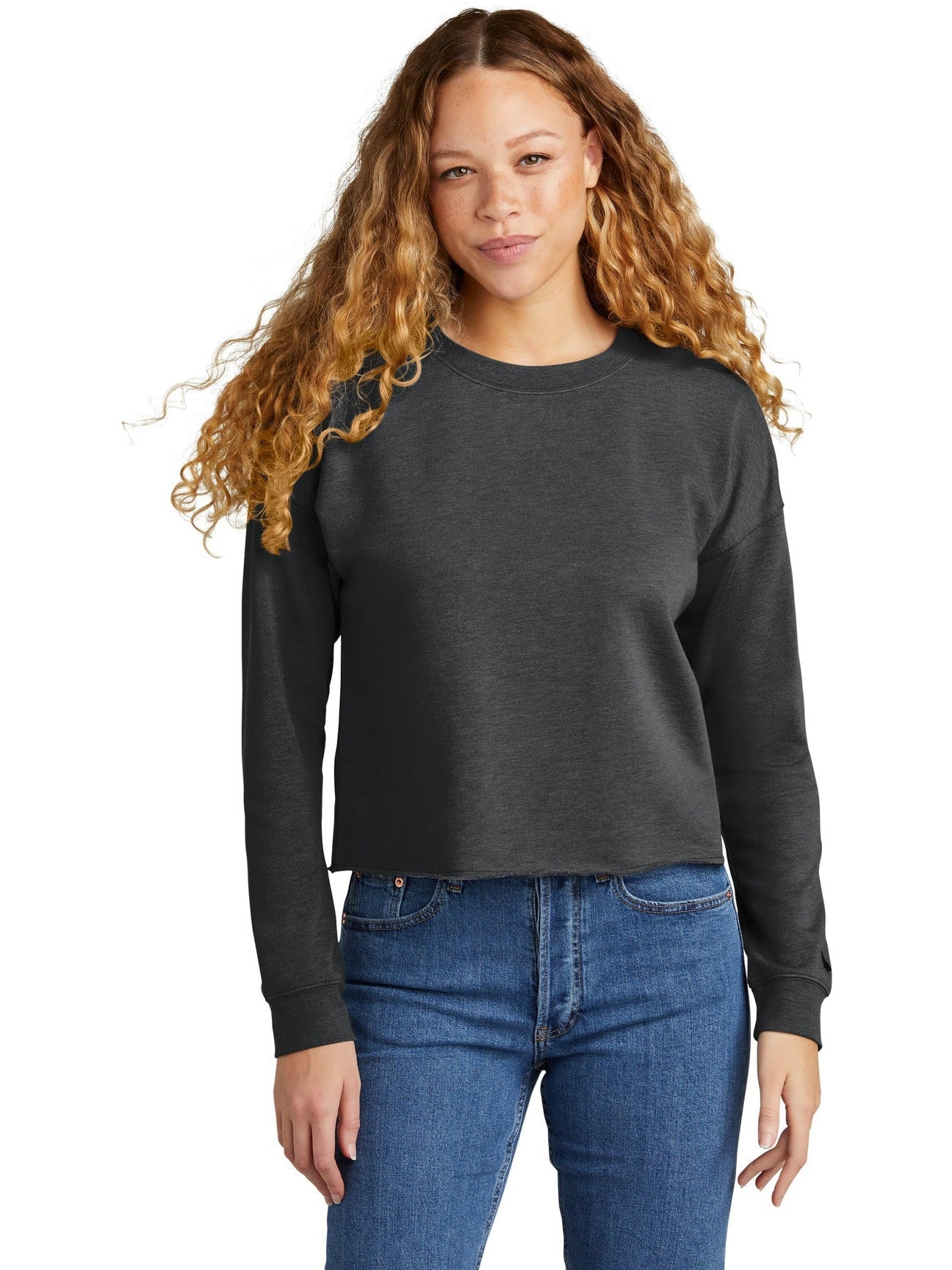 no-logo New Era Ladies Tri-Blend Fleece Crop Crew-New-New Era-Thread Logic