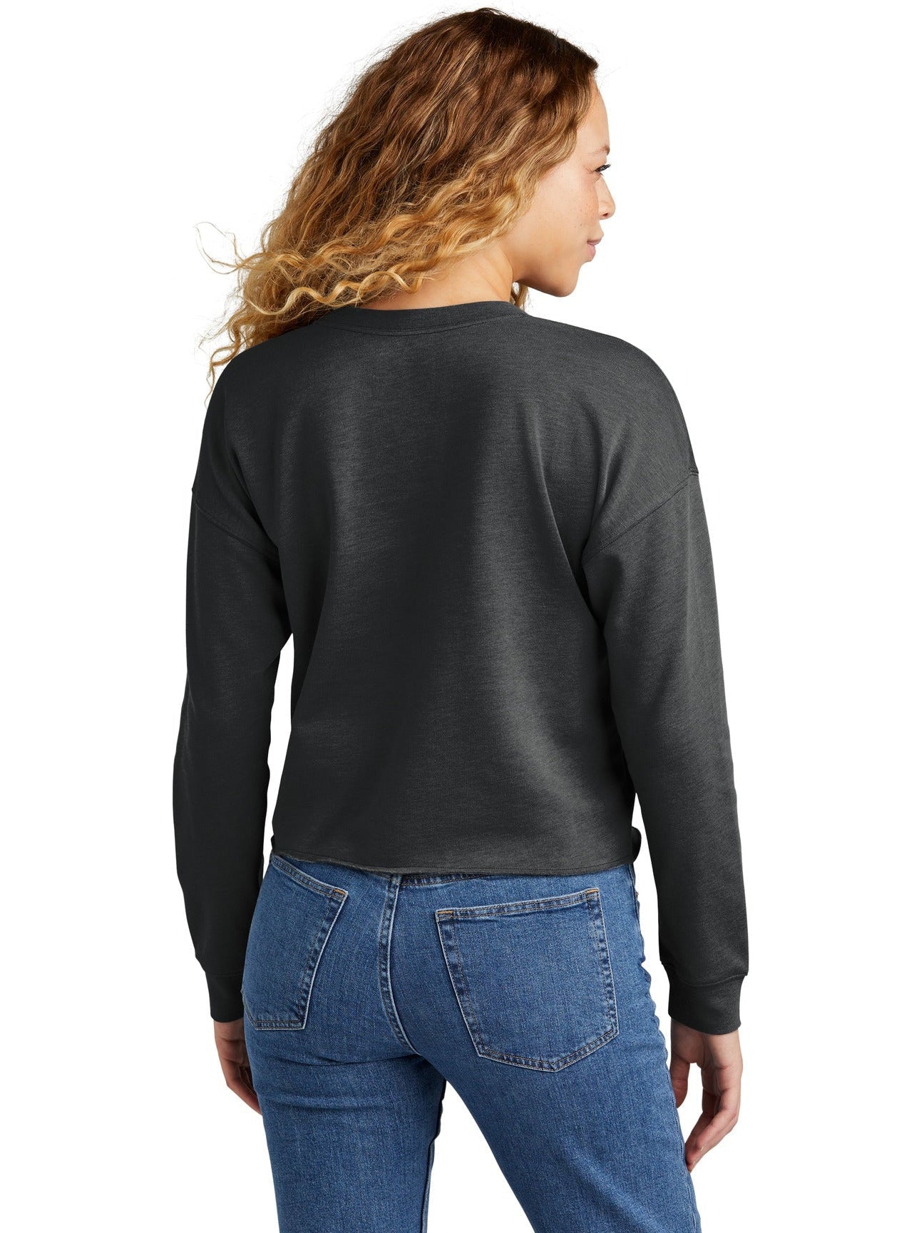 no-logo New Era Ladies Tri-Blend Fleece Crop Crew-New-New Era-Thread Logic