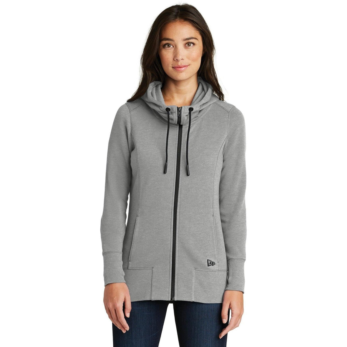 no-logo New Era Women's Tri-Blend Fleece Full-Zip Hoodie-Full Zips-New Era-Thread Logic