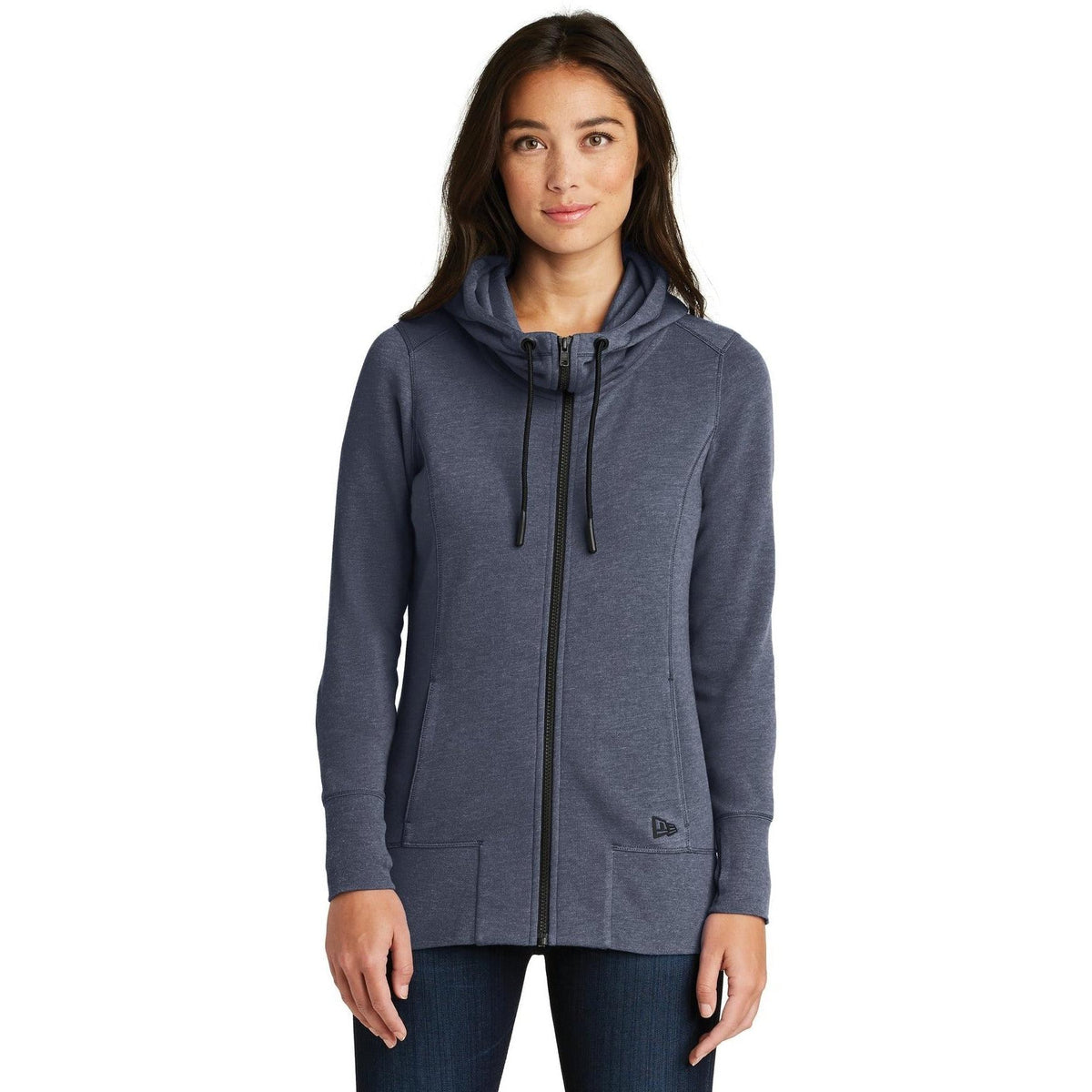 no-logo New Era Women's Tri-Blend Fleece Full-Zip Hoodie-Full Zips-New Era-Thread Logic