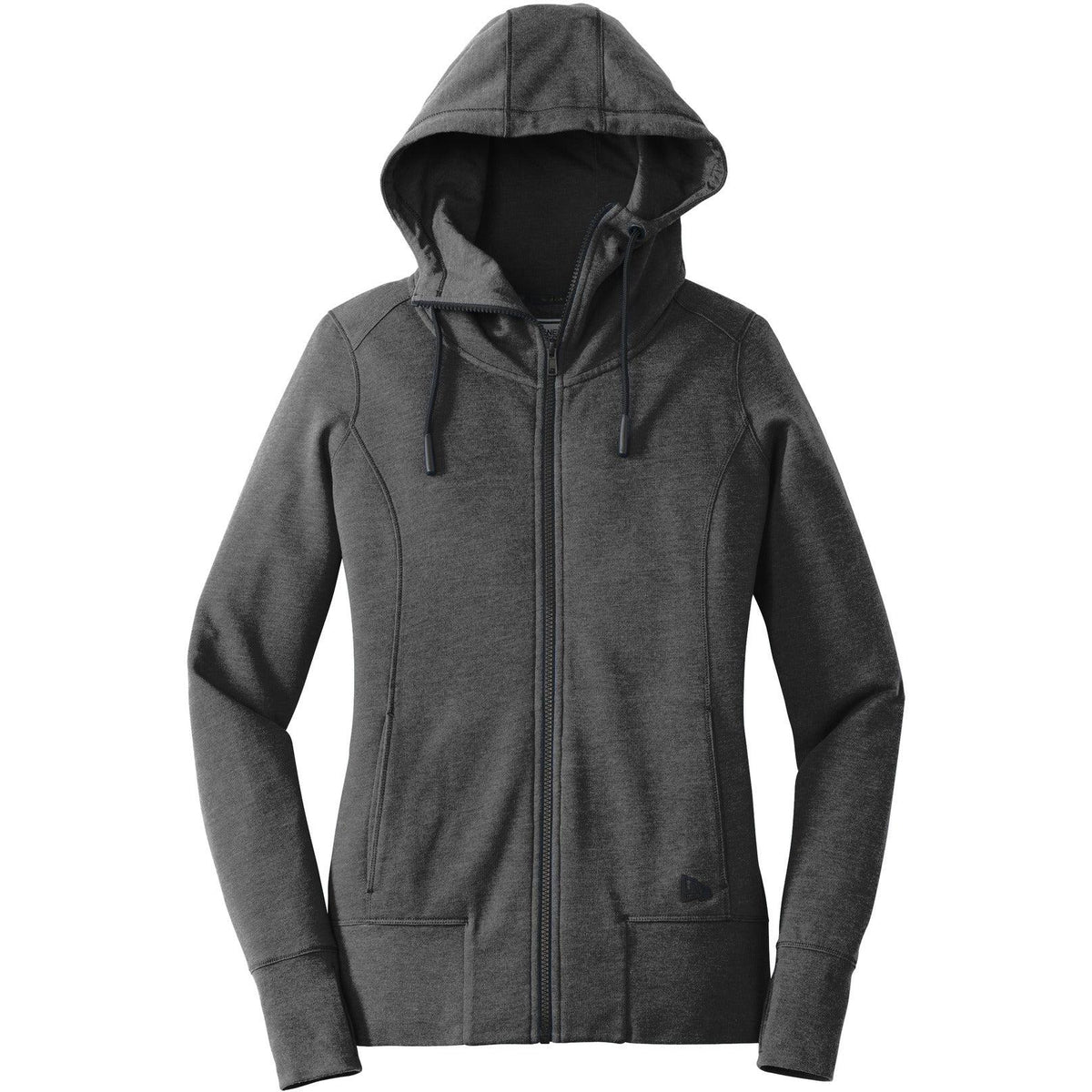 no-logo New Era Women's Tri-Blend Fleece Full-Zip Hoodie-Full Zips-New Era-Black Heather-XS-Thread Logic