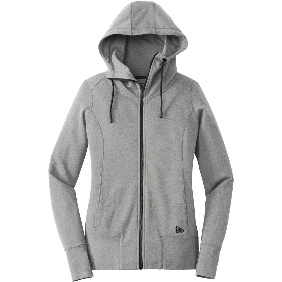 no-logo New Era Women's Tri-Blend Fleece Full-Zip Hoodie-Full Zips-New Era-Shadow Grey Heather-XS-Thread Logic
