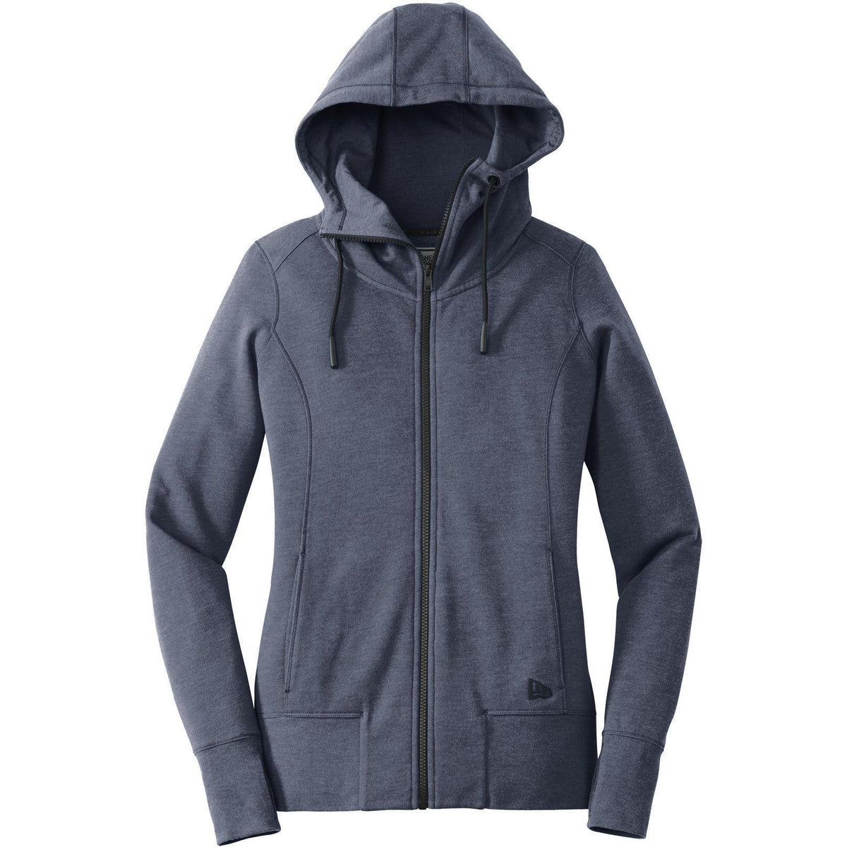 no-logo New Era Women's Tri-Blend Fleece Full-Zip Hoodie-Full Zips-New Era-True Navy Heather-XS-Thread Logic