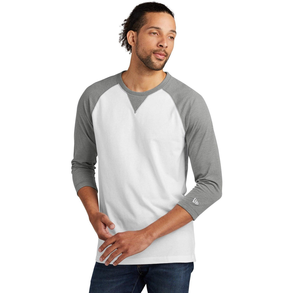 no-logo New Era Sueded Cotton 3/4-Sleeve Baseball Raglan Tee-Active-New Era-Thread Logic