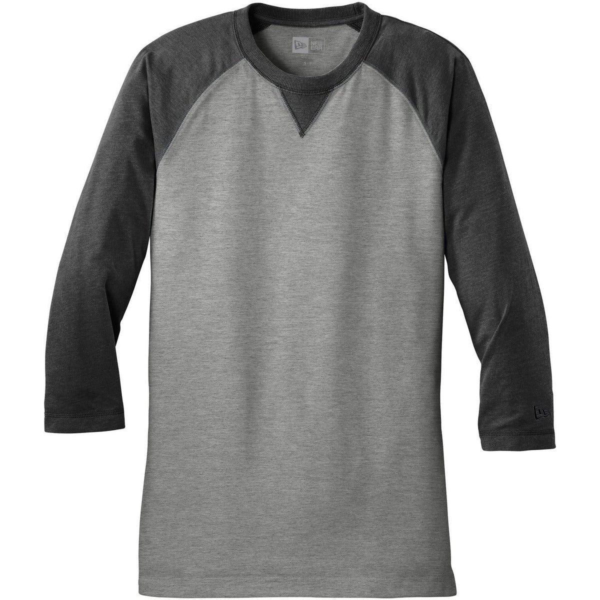 no-logo New Era Sueded Cotton 3/4-Sleeve Baseball Raglan Tee-Active-New Era-Black Heather/Shadow Grey Heather-S-Thread Logic