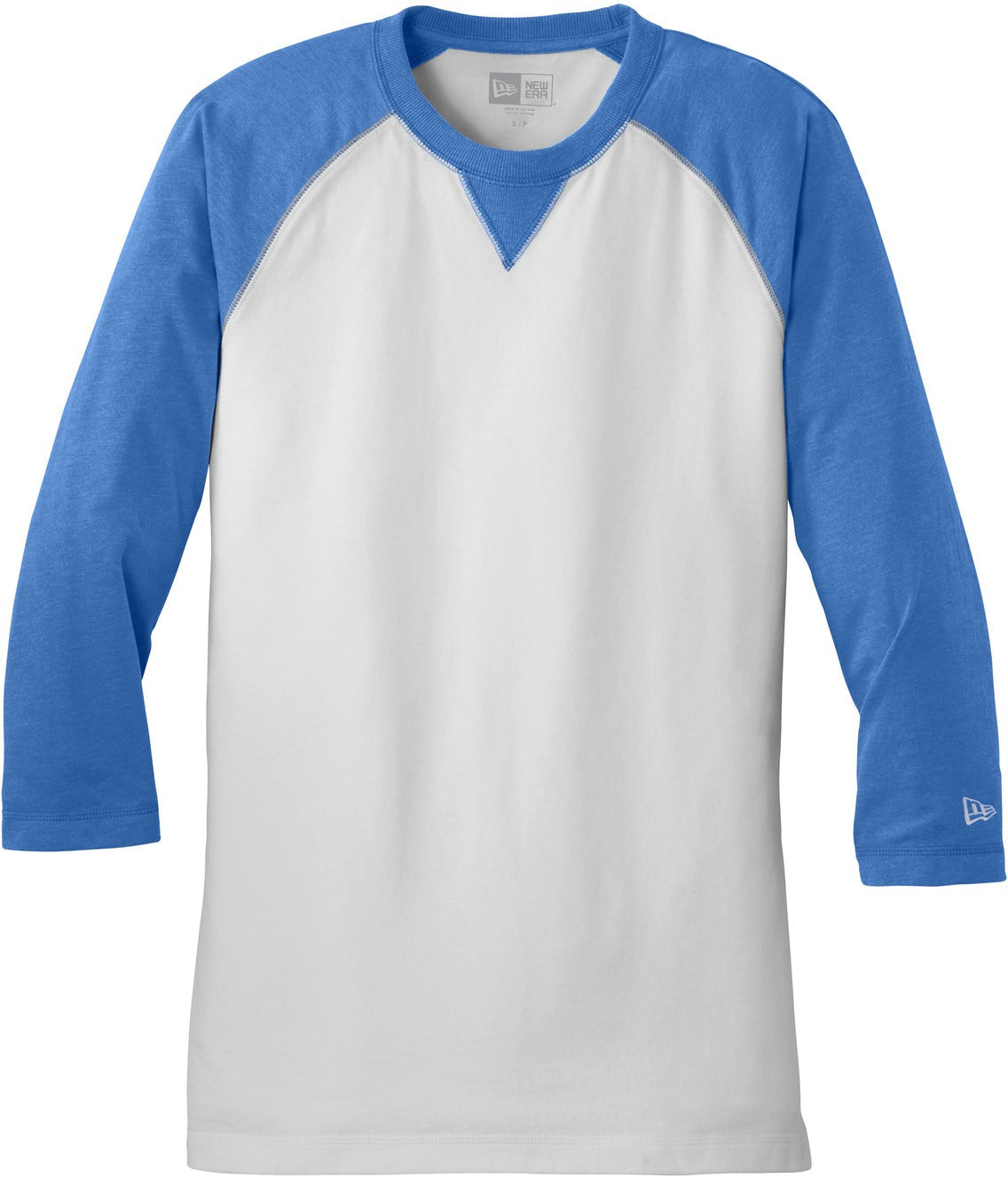No-Logo CLOSEOUT - New Era Sueded Cotton 3/4-Sleeve Baseball Raglan Tee-Active-New Era-Royal Heather/White-S-Thread Logic