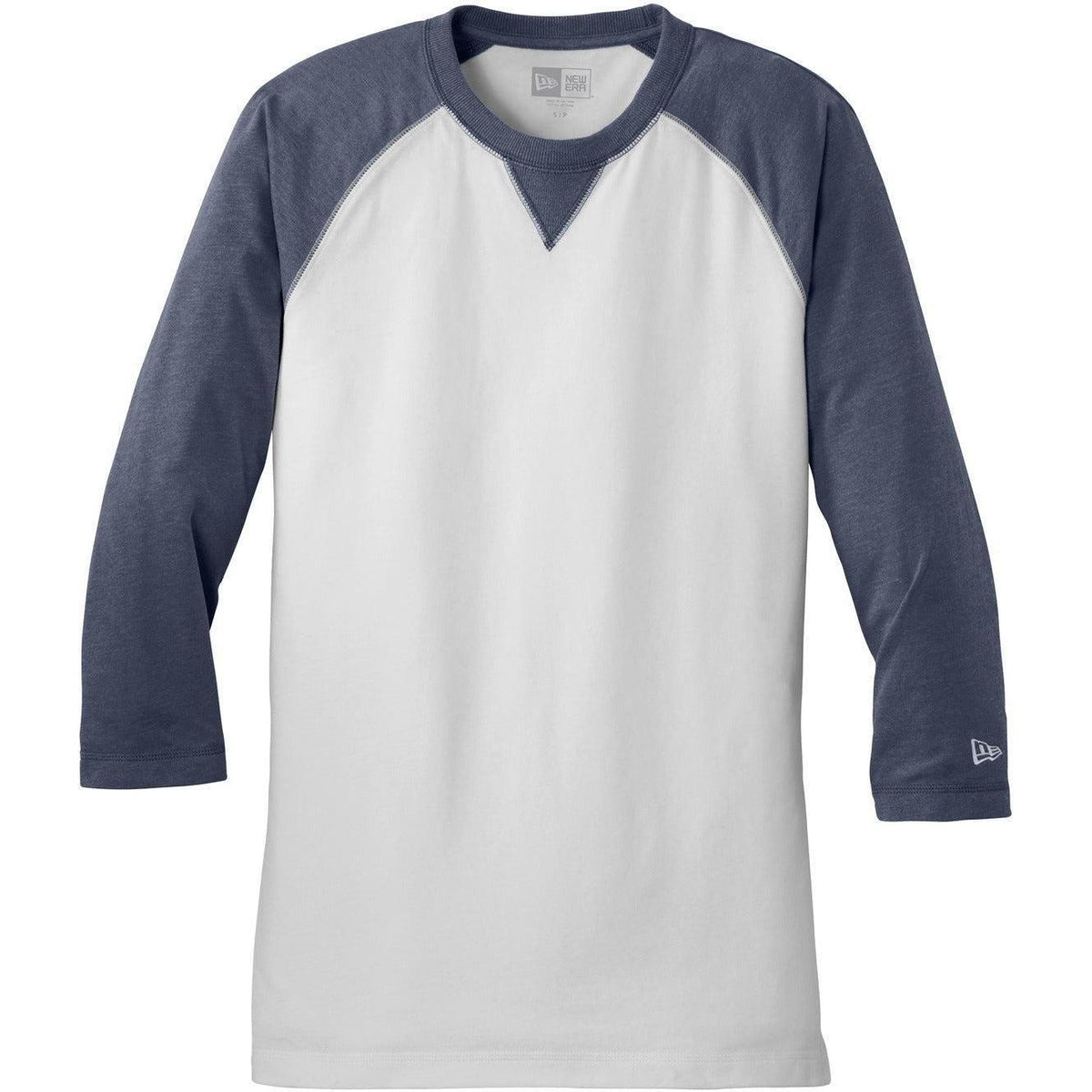 no-logo New Era Sueded Cotton 3/4-Sleeve Baseball Raglan Tee-Active-New Era-True Navy Heather/White-S-Thread Logic
