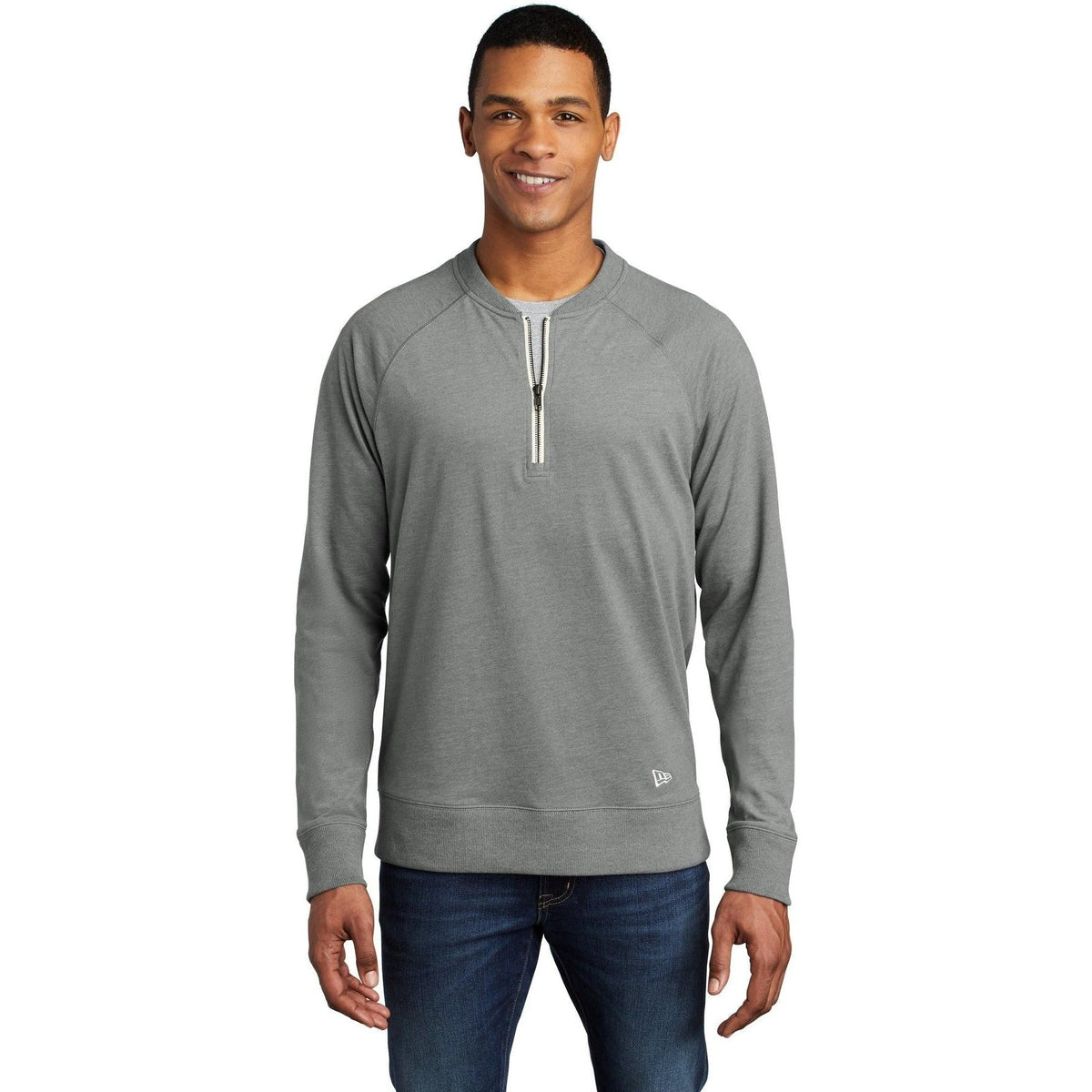 no-logo New Era Sueded Cotton Blend 1/4-Zip Pullover-Quarter Zips-New Era-Thread Logic